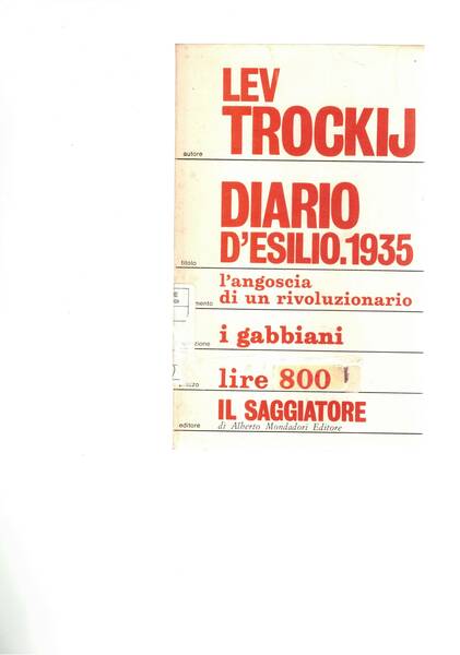 Diario d'esilio 1935. Traduzione di Bruno Maffi.