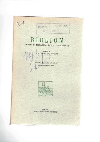 Biblion rivista di filologia, storia e bibliofilia. Anno II° gen-dic. …