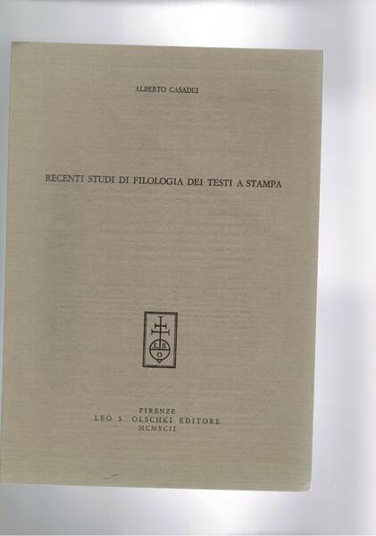 Recenti studi di filologia dei testi a stampa. Estratto.