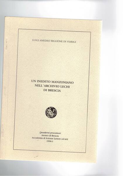 Un inedito manzoniano nell'archivio Lechi di Brescia. Supplemento ai commentari …