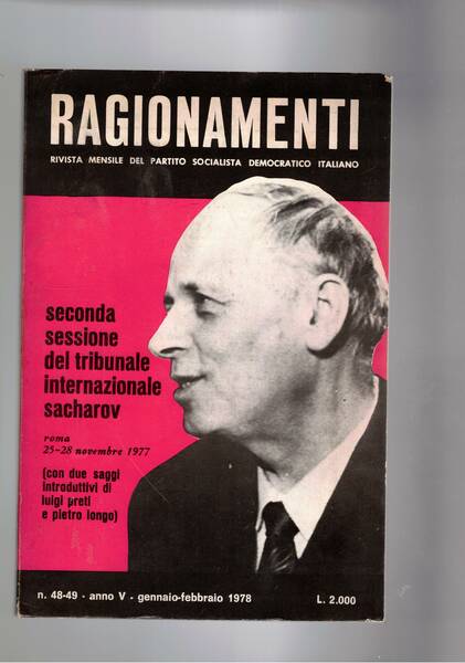Ragionamenti, mensile del partito socialista democratico italiano. n° 48-49 gen-feb. …