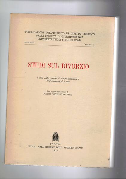 Studi sul divorzio a cura della cattedra di diritto ecclesiastico …