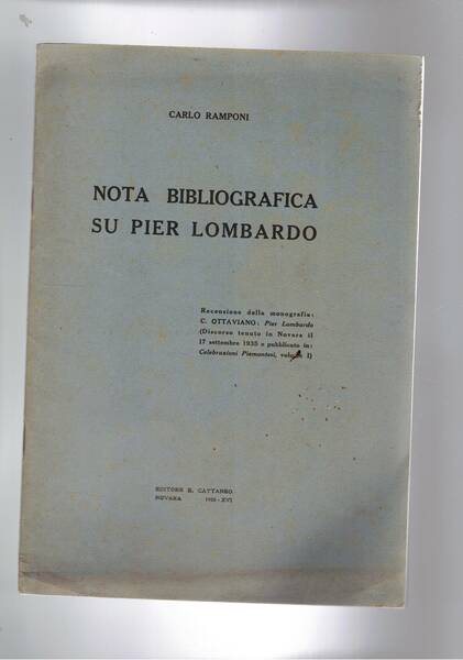 Nota bibliografica su Pier Lombardo.