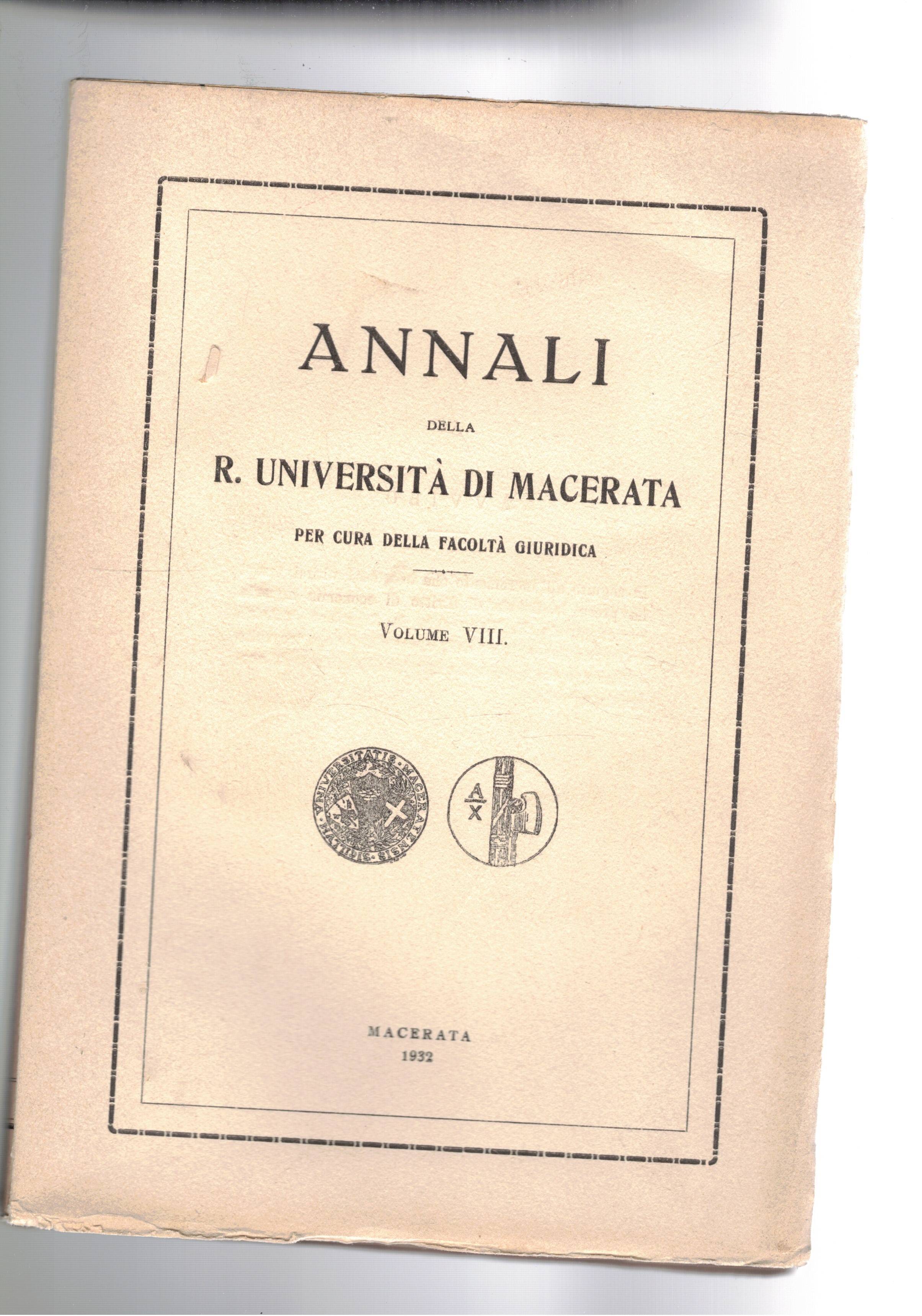 Annali univ. di Macerata a cura fac. di giurisprudenza vol. …