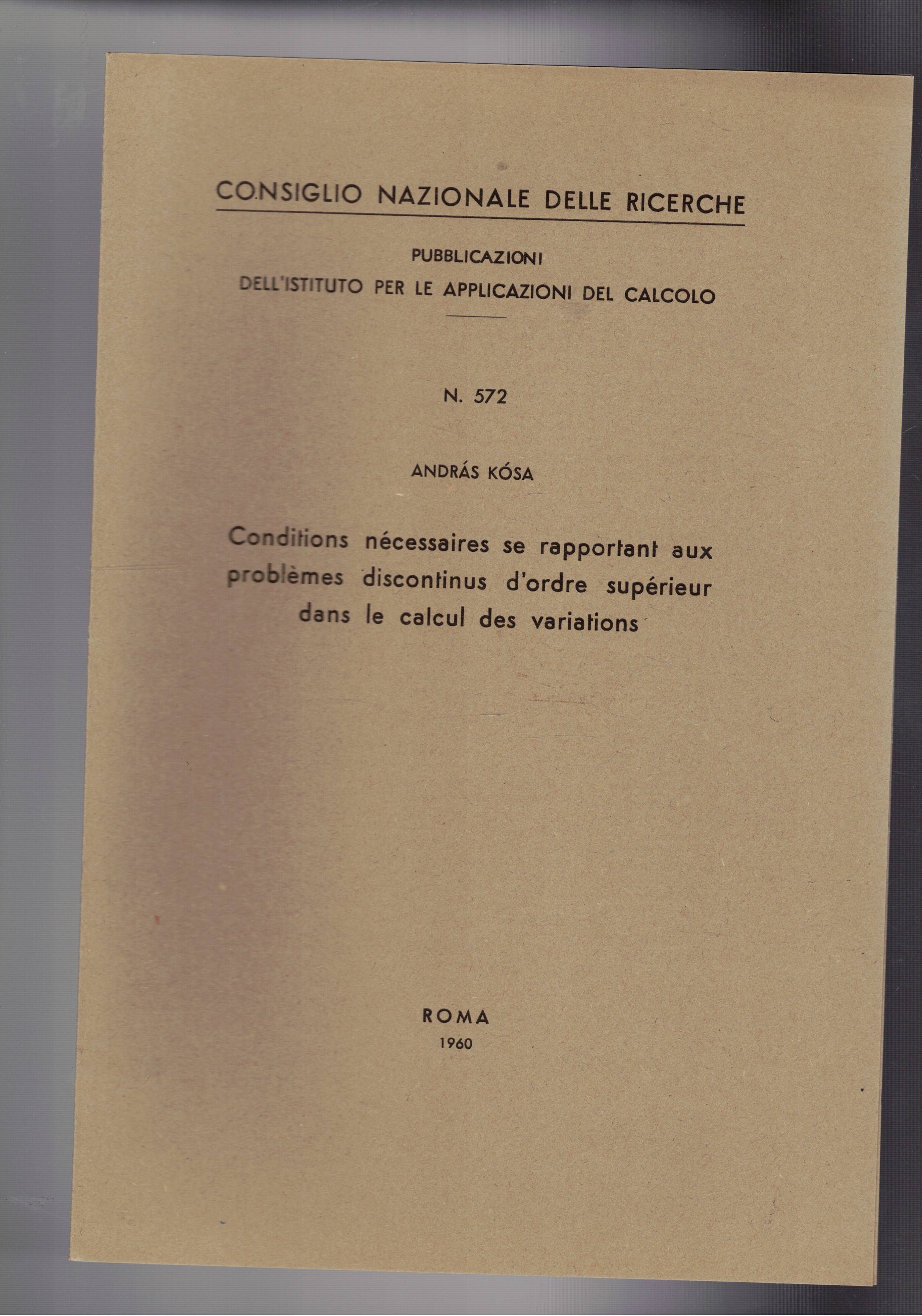 Conditions nécessaires se rapportant aux problèmes discontinus d'ordre supèrieur dans …