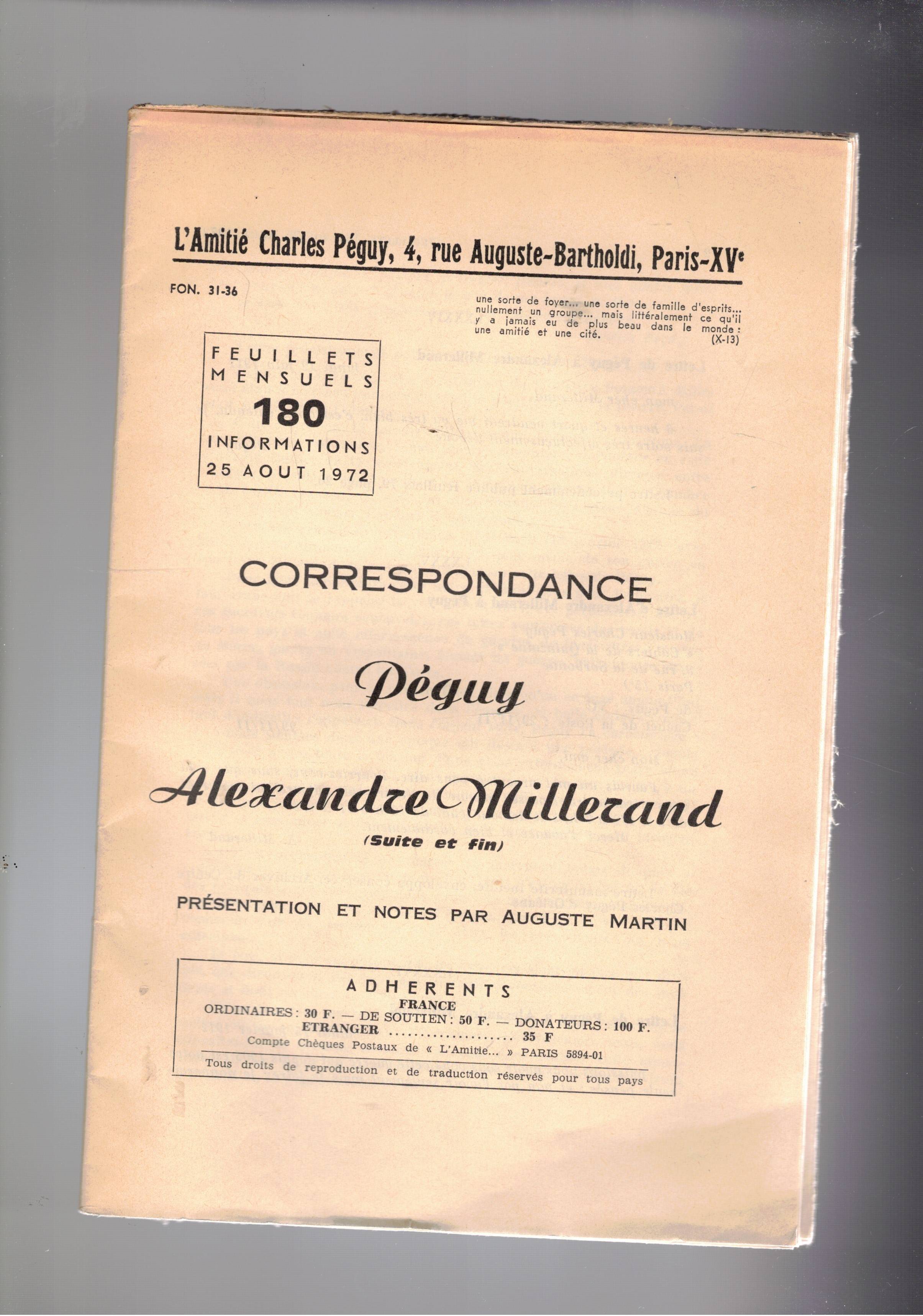 Correspondance Peguy Alexandre Millerand (suite et fin).