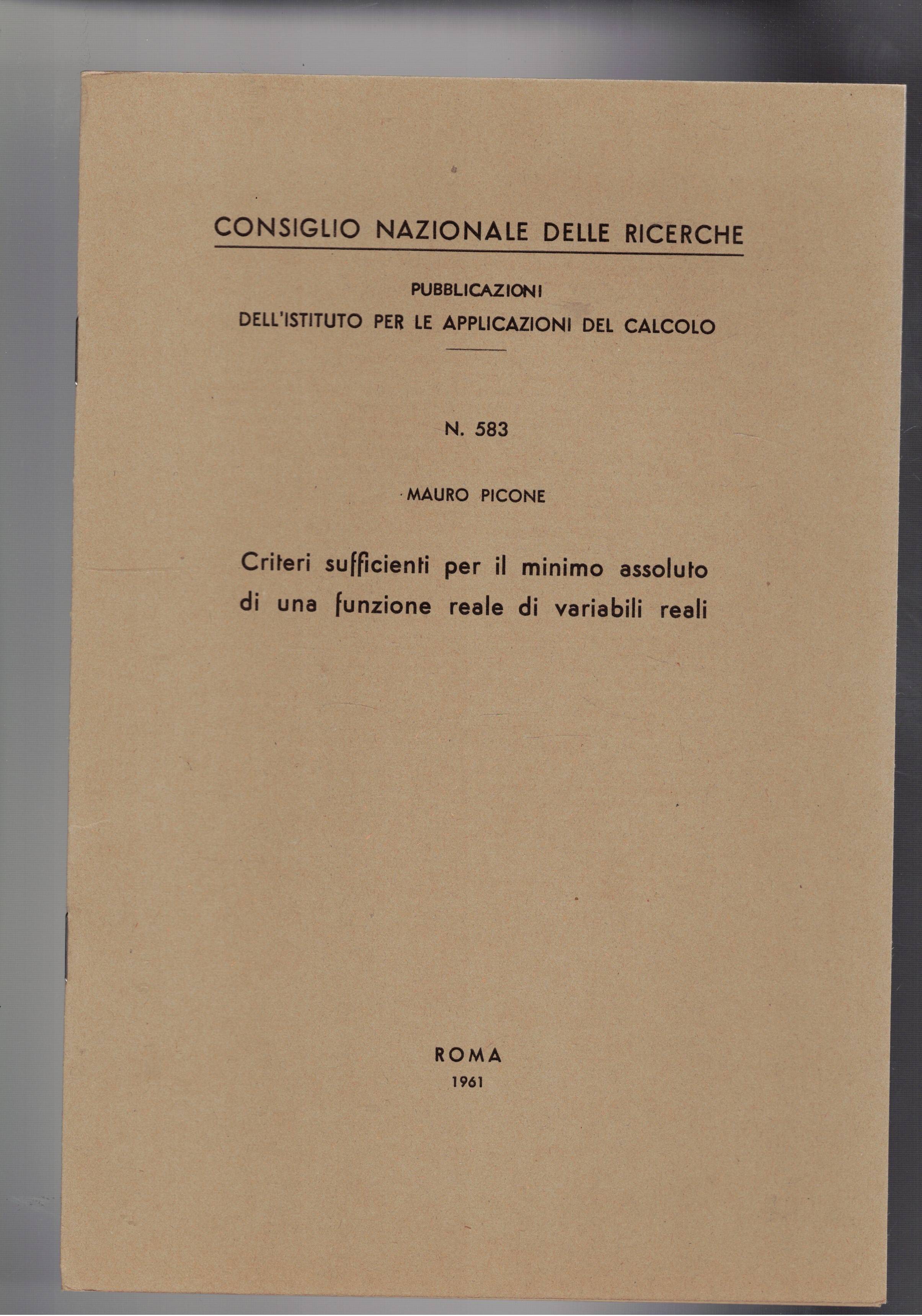 Criteri sufficienti per il minimo assoluto di una funzione reaale …