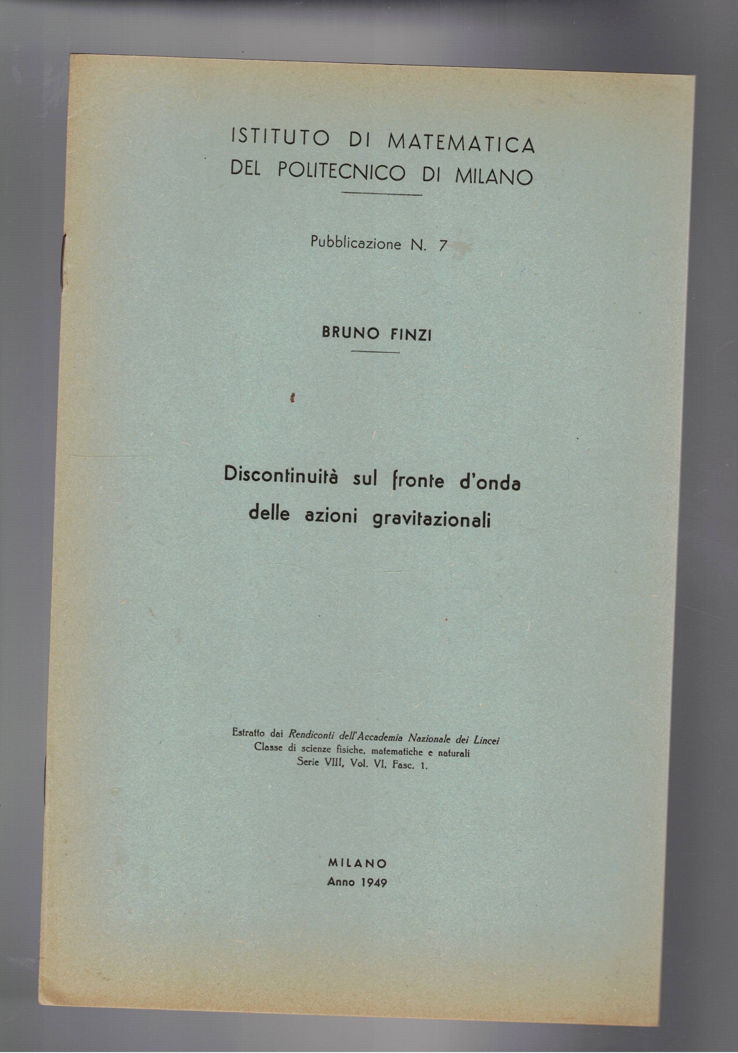 Discontinuità sul fronte d'onda delle azioni gravitazionali. Estratto.