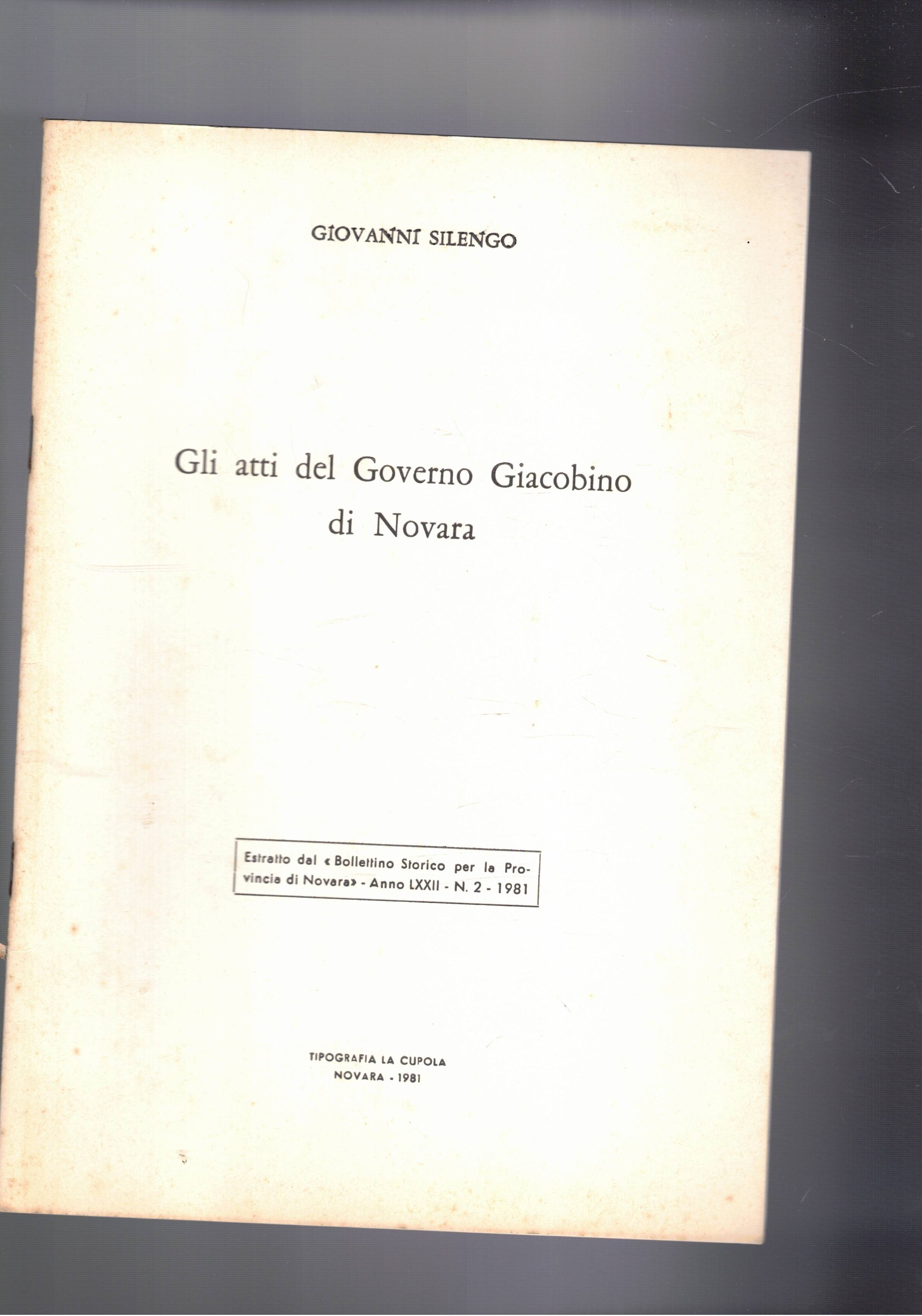 Gli atti del Governo giacobino di Novara. Estratto.