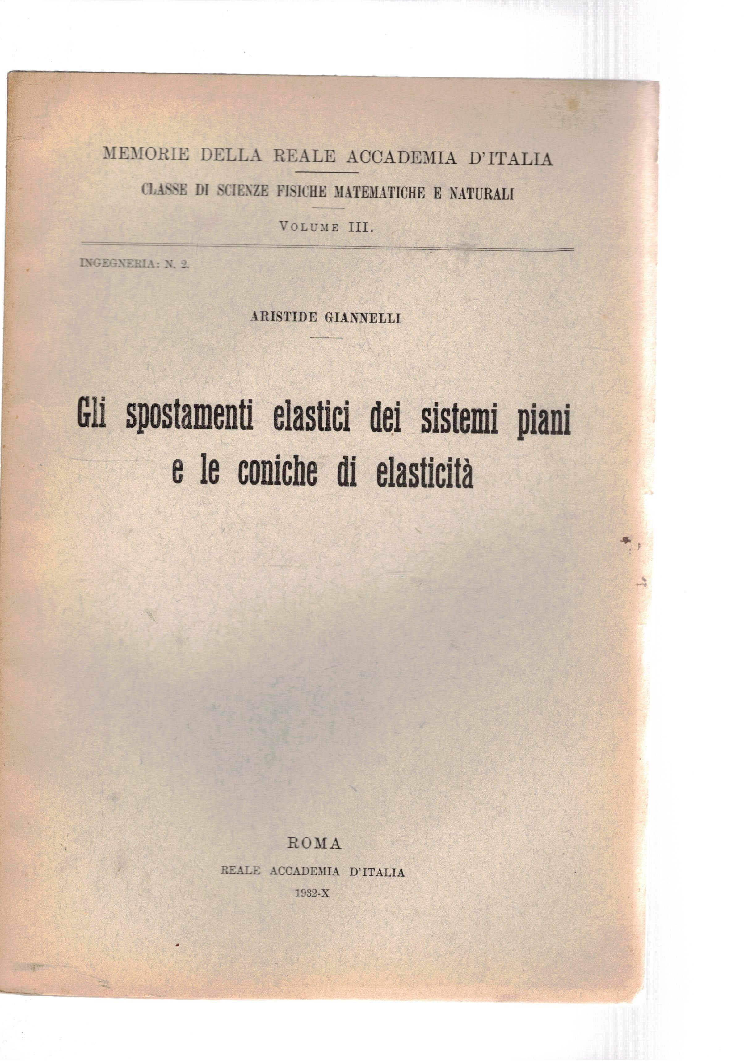 Gli spostamenti elastici dei sistemi piani e le coniche di …