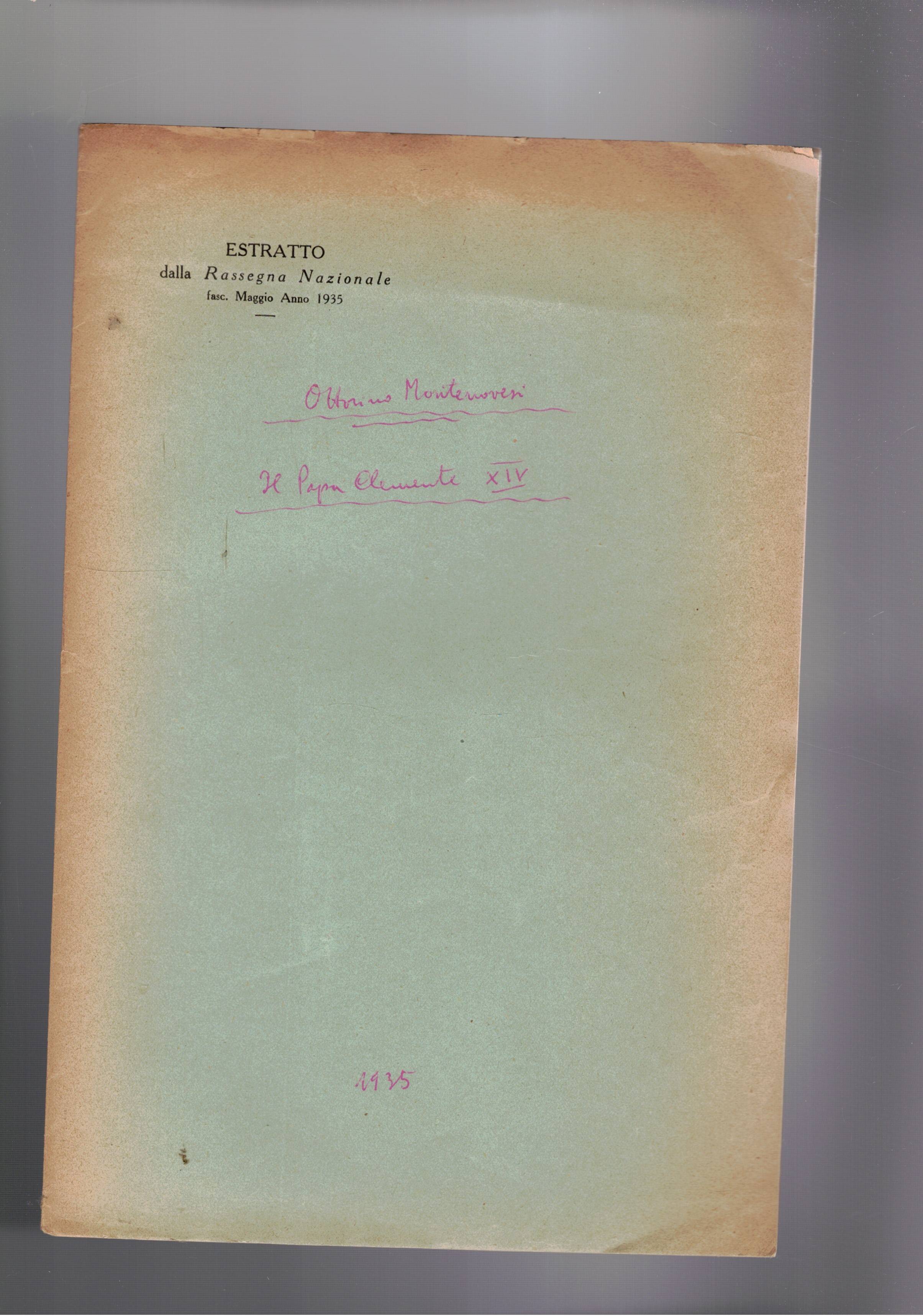 Il Papa Clemente XIV. Estratto.