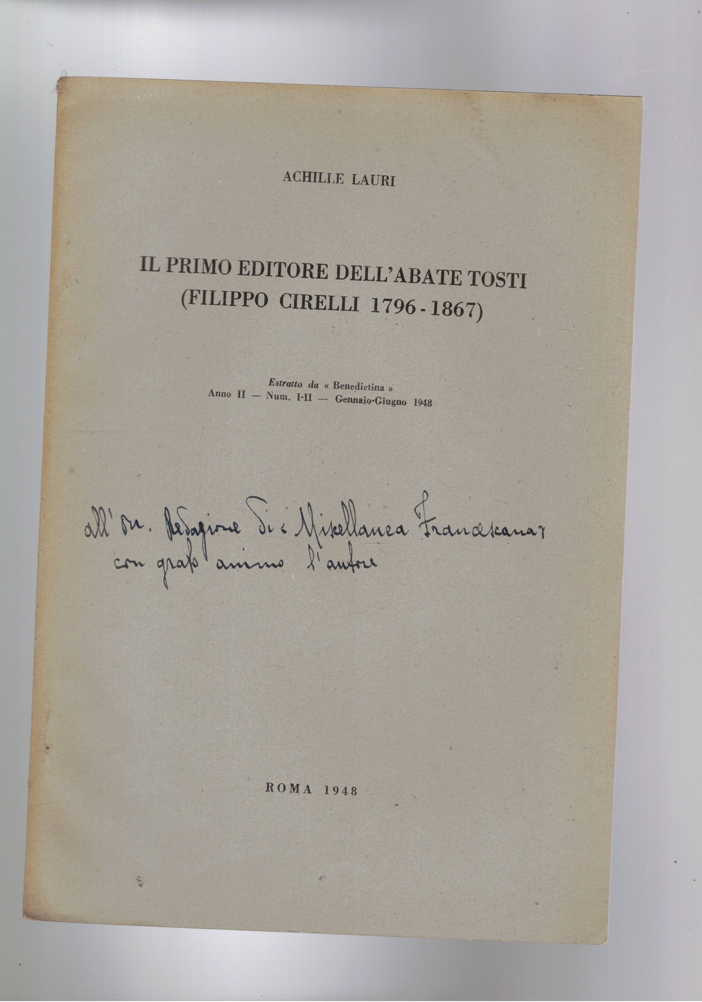 Il primo editore dell'abate Tosti (Filippo Cirelli 1796-1867). Estratto.