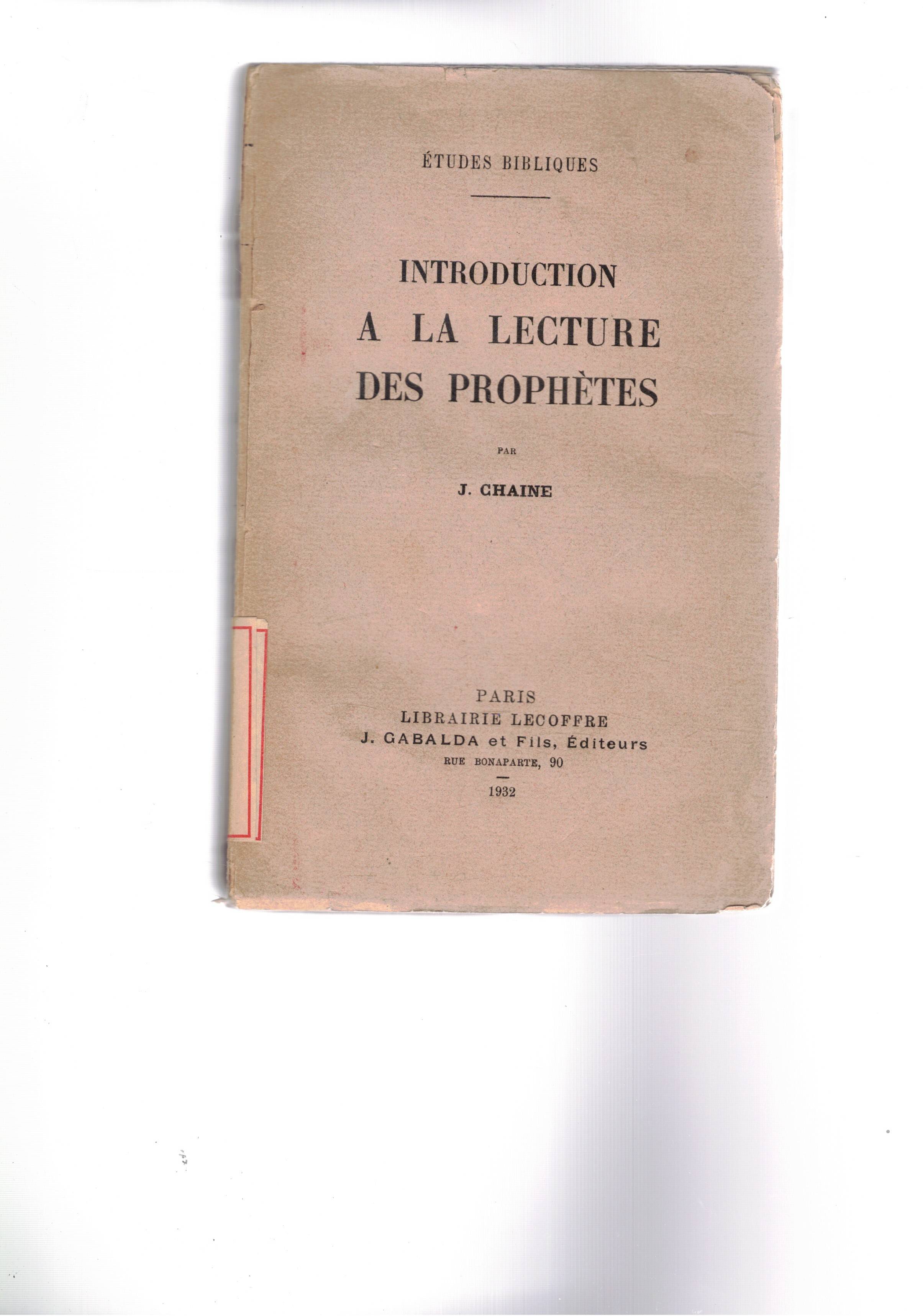 Introduction a la lecture des prophètes.
