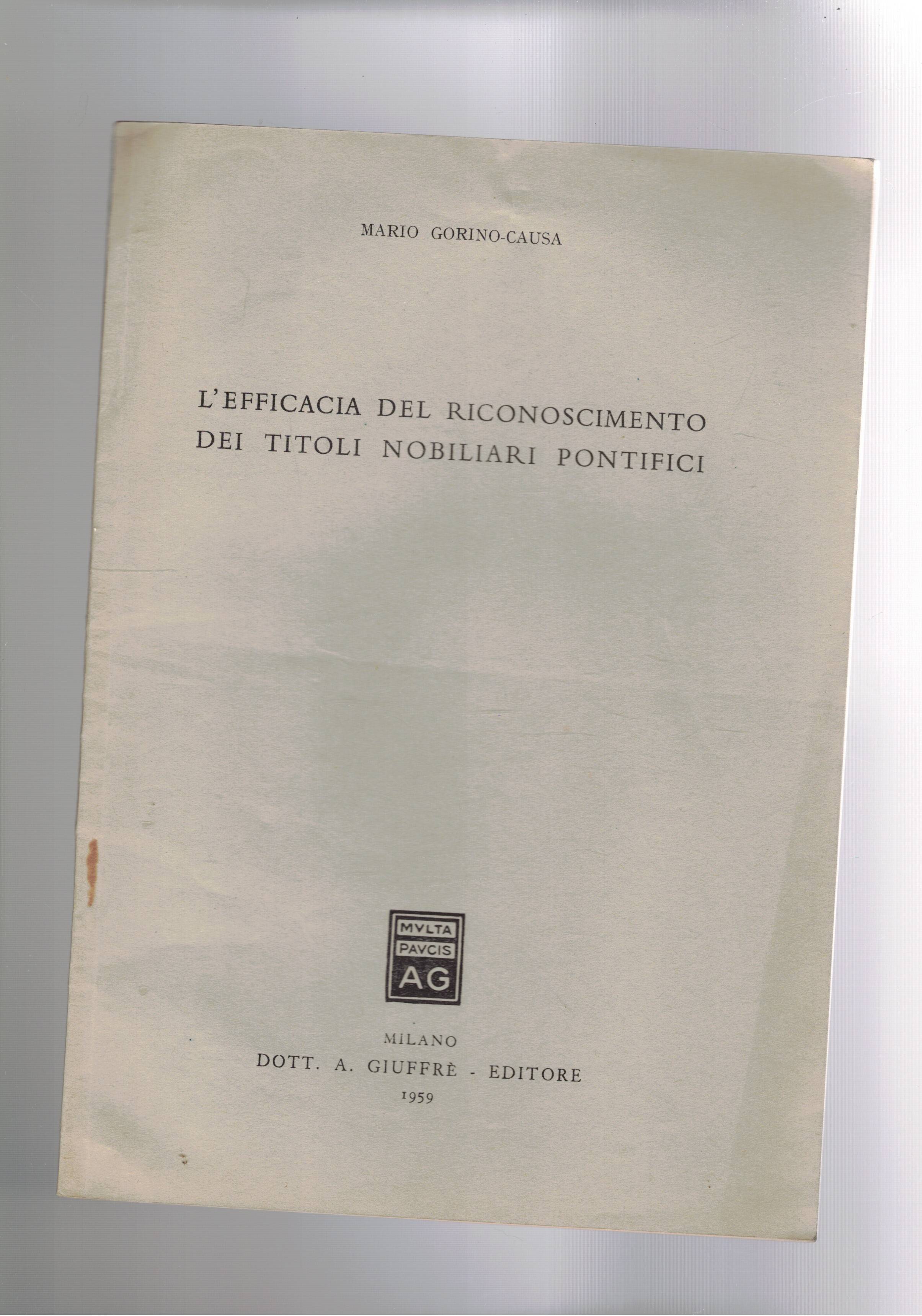 L'efficacia del riconoscimeto dei titoli nobiliari pontifici. Estratto.