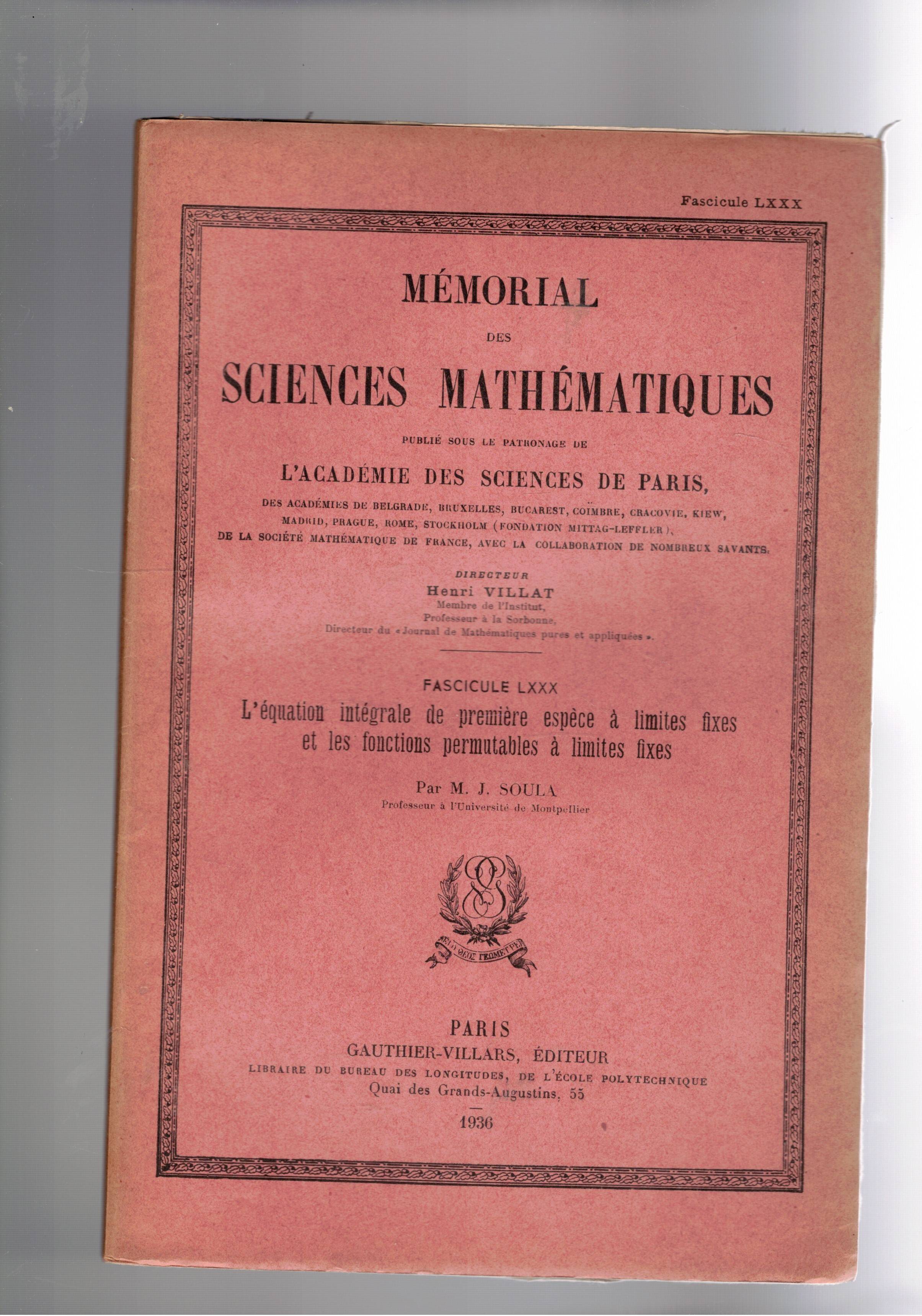 L'equation intégrale de première espèce à limites fixes et les …