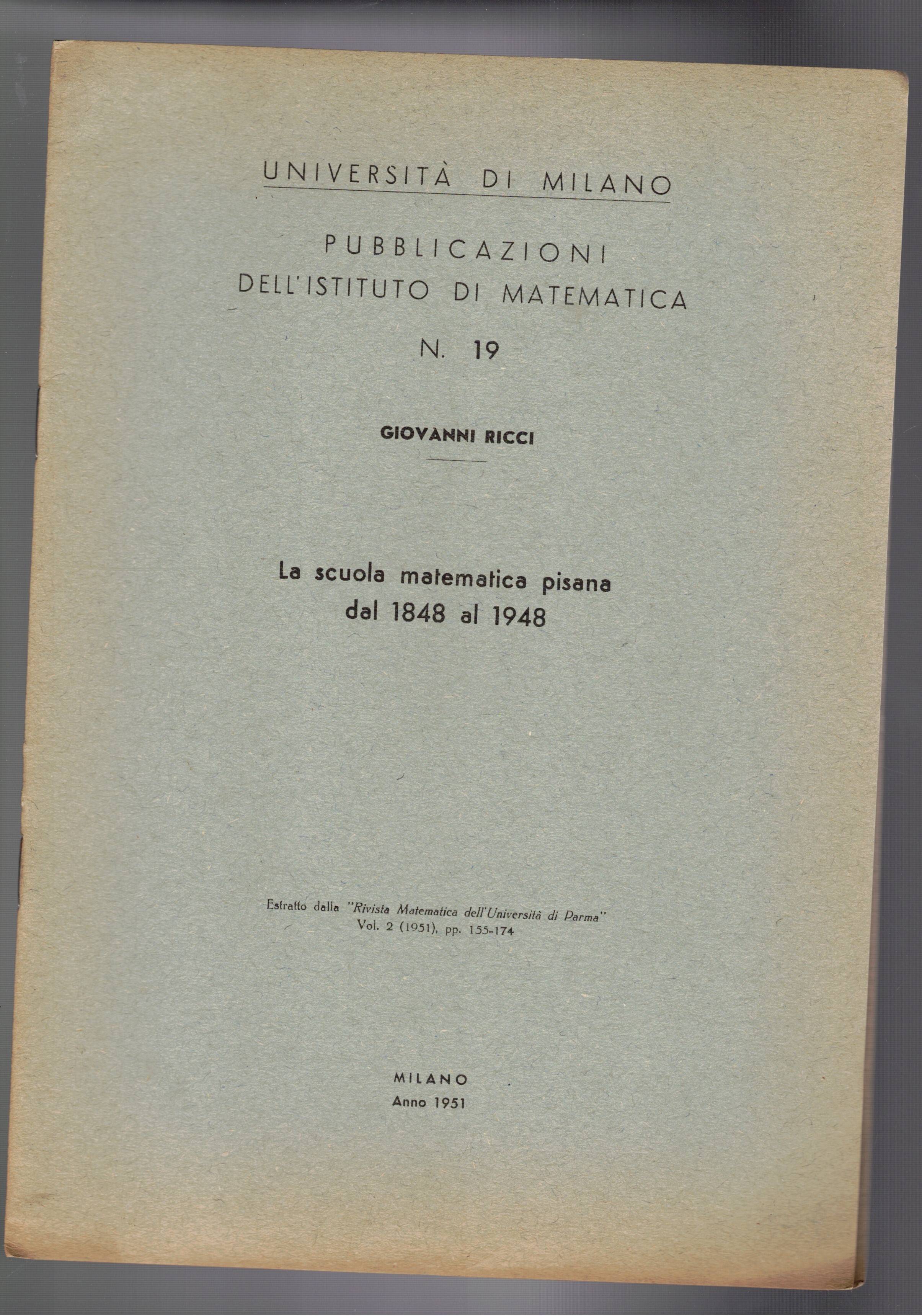 La scuola pisana dal 1848 al 1948. Estratto.
