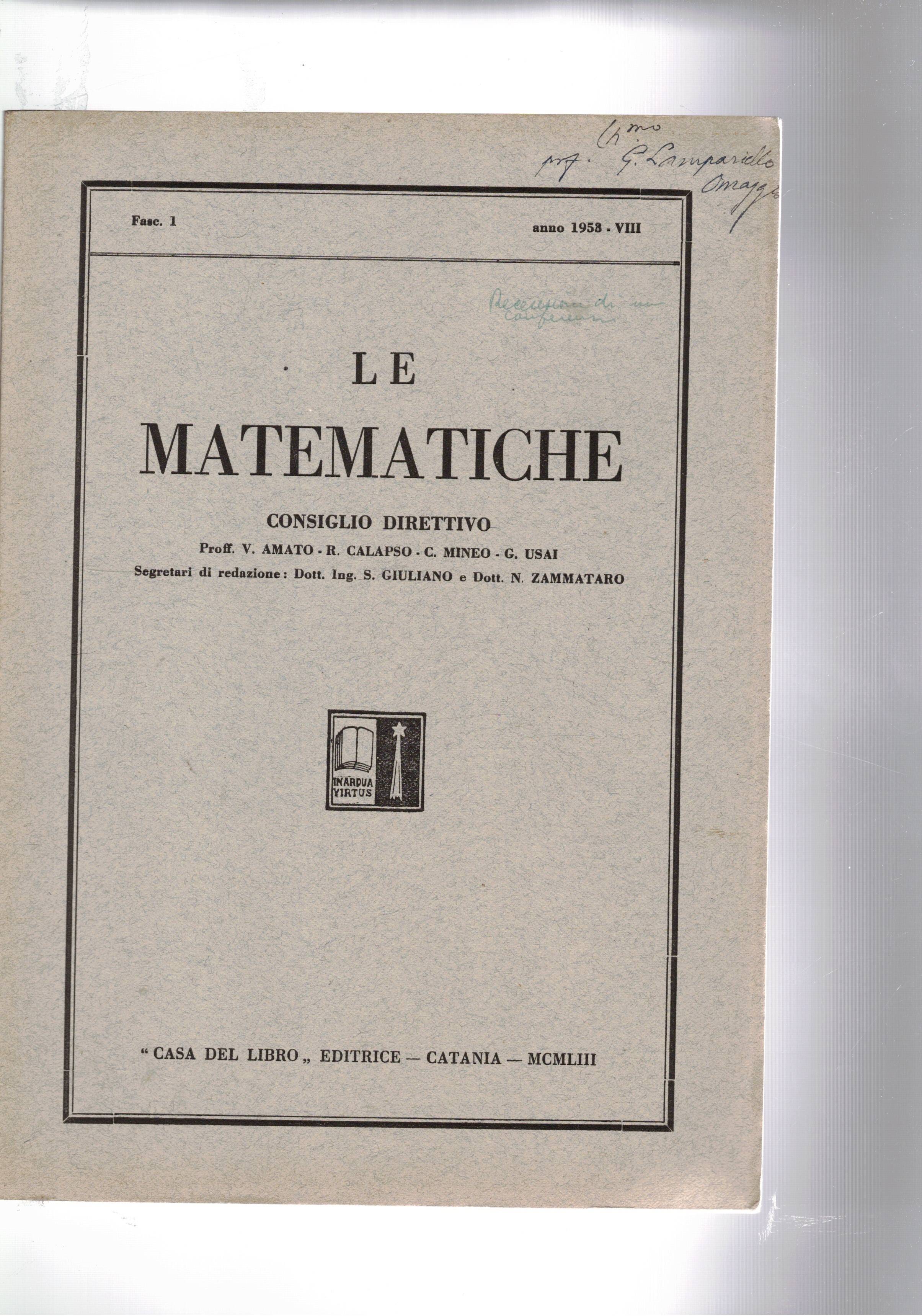 Le matematiche fasc. 1° 1953: Sulle trascendenti intere di genere …