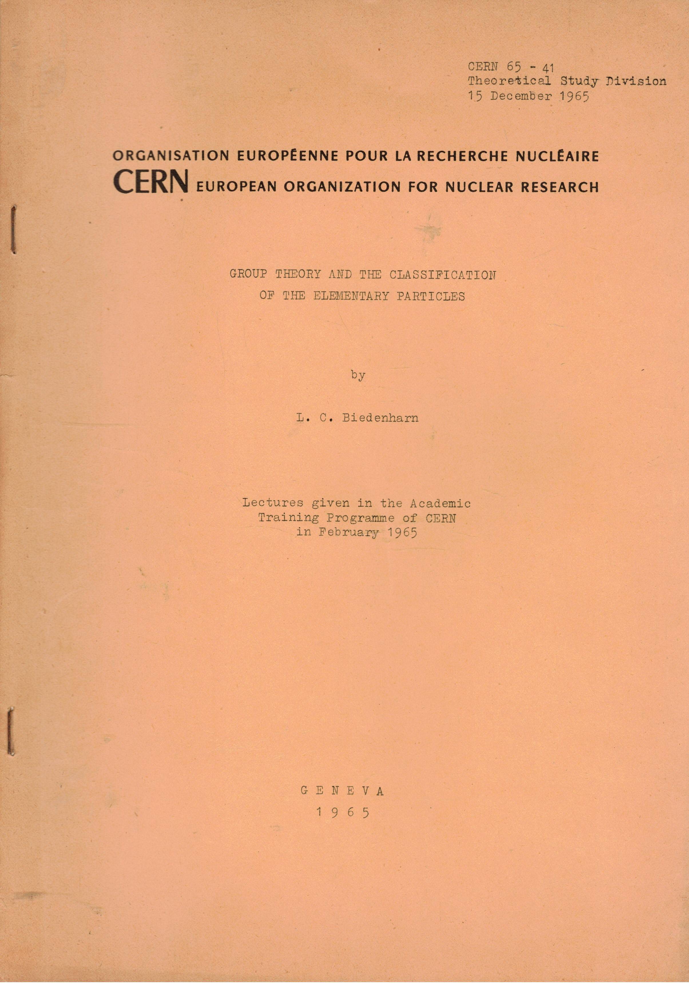 Lectures given in the academic training programme of Cern in …
