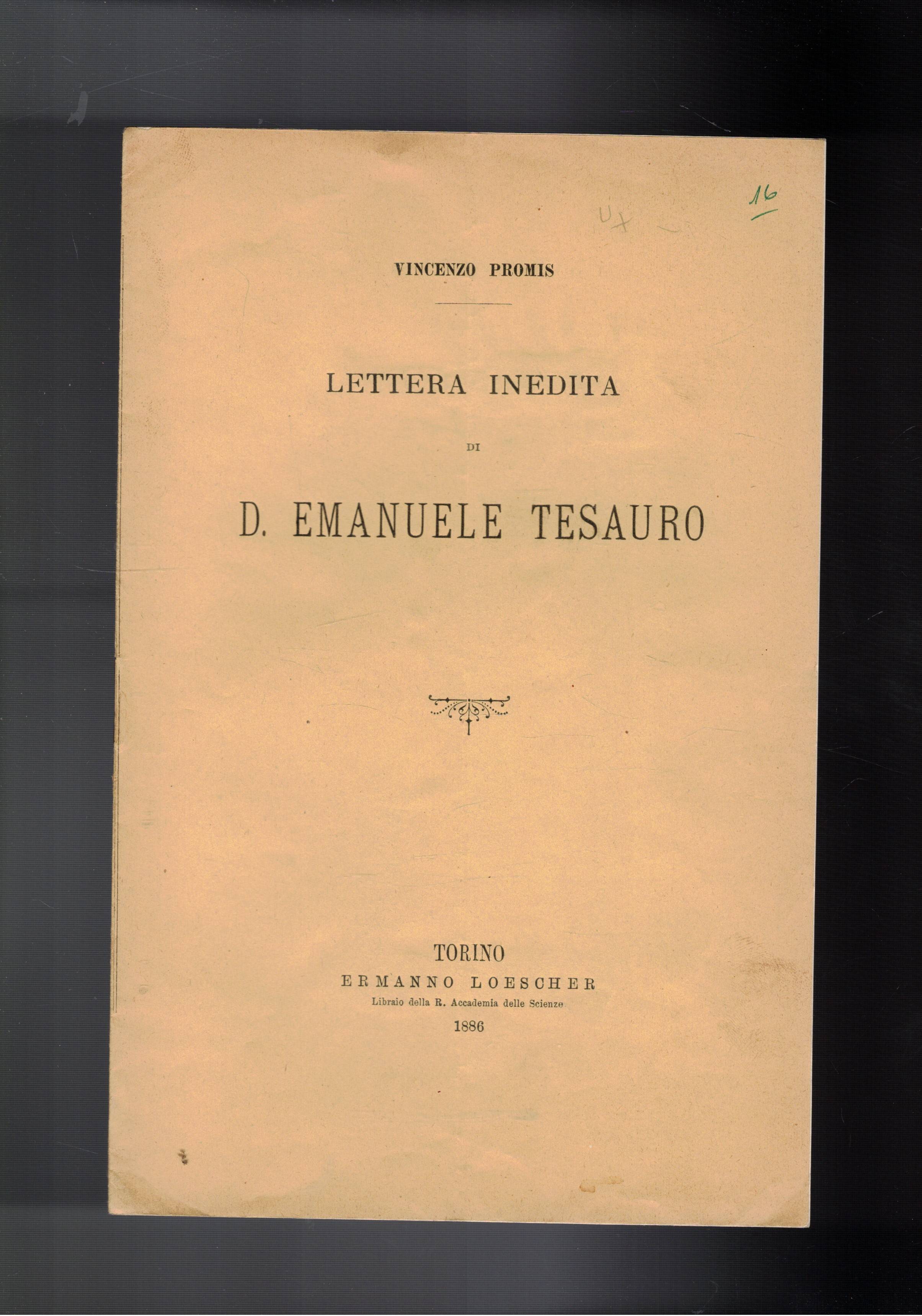Lettera inedita di D. Emanuele Tesauro. Estratto.