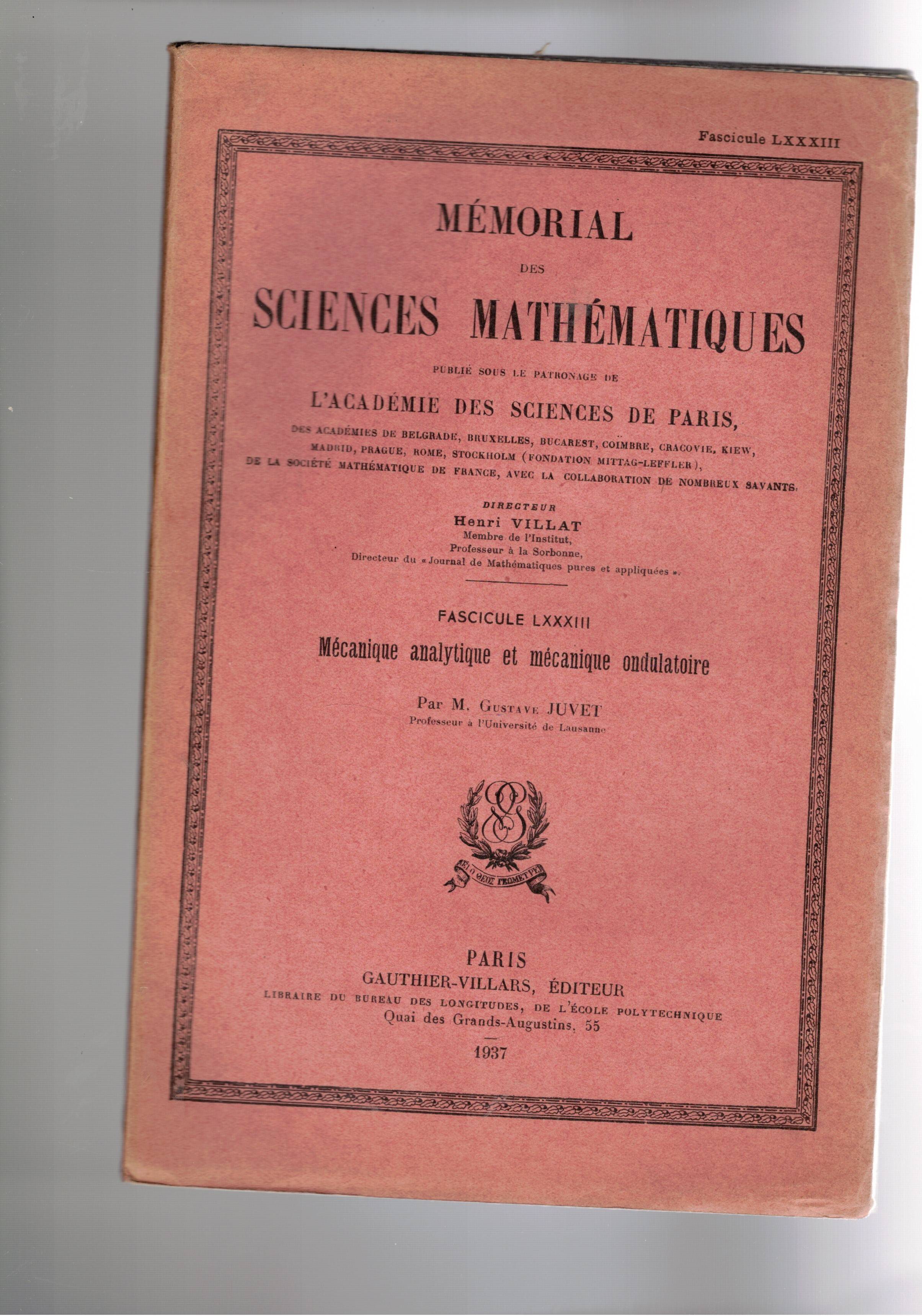Mècanique analytique et mècanique ondulatoire. n° 83° della serie.