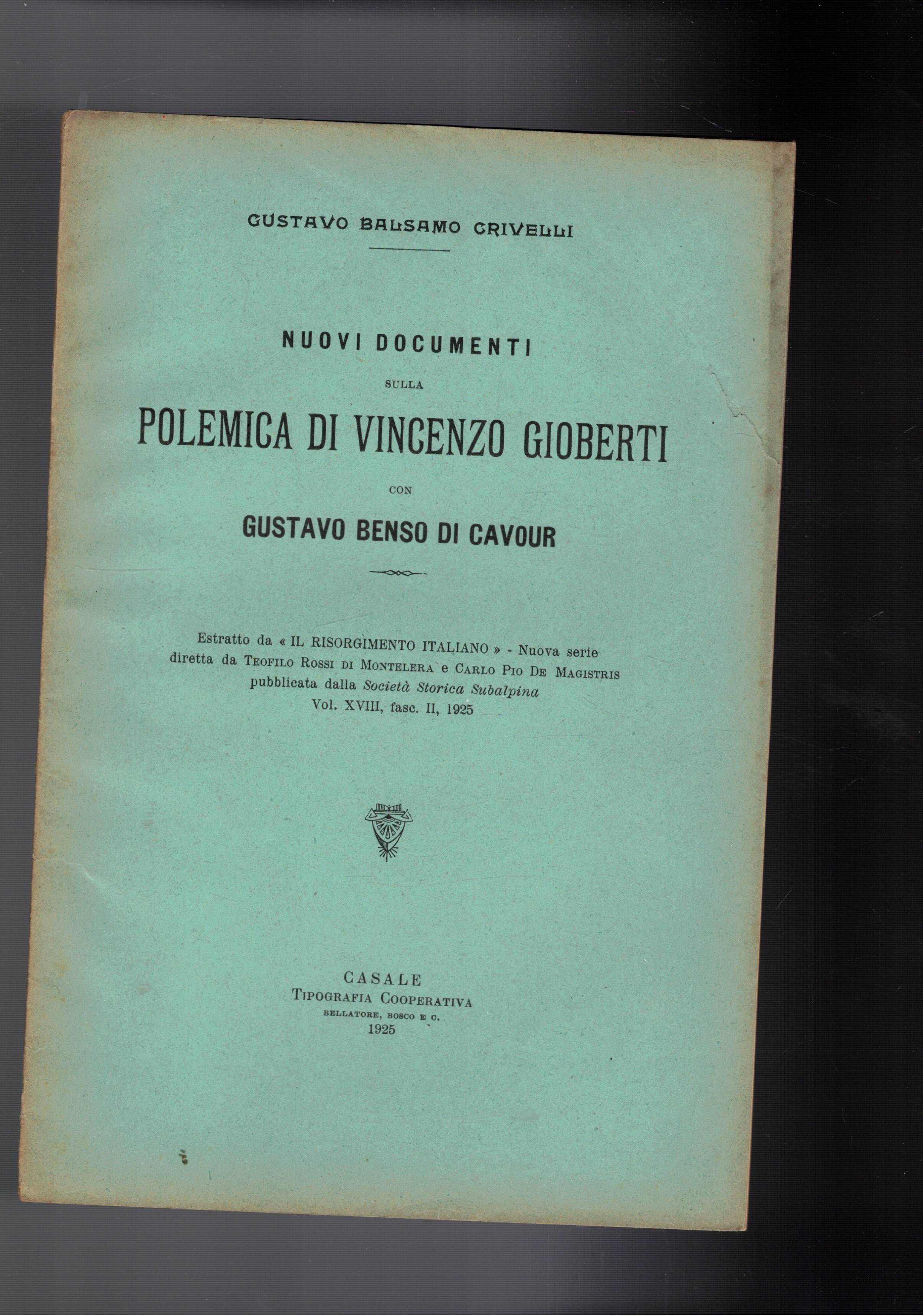 Nuovi documenti sulla polemica di Vincenzo Gioberti con Gustavo Benso …
