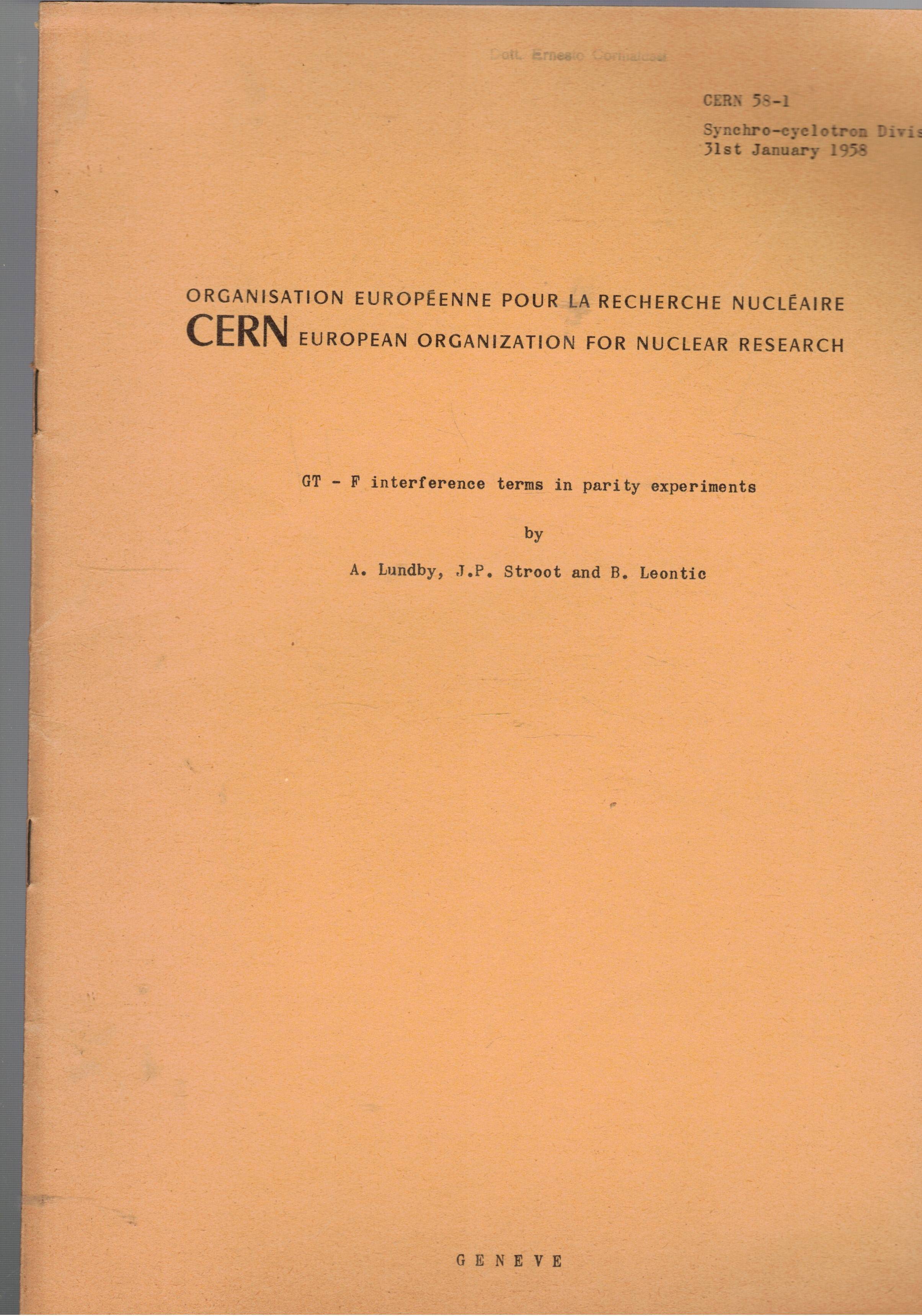 Ot - F interference terms in parity experiments.
