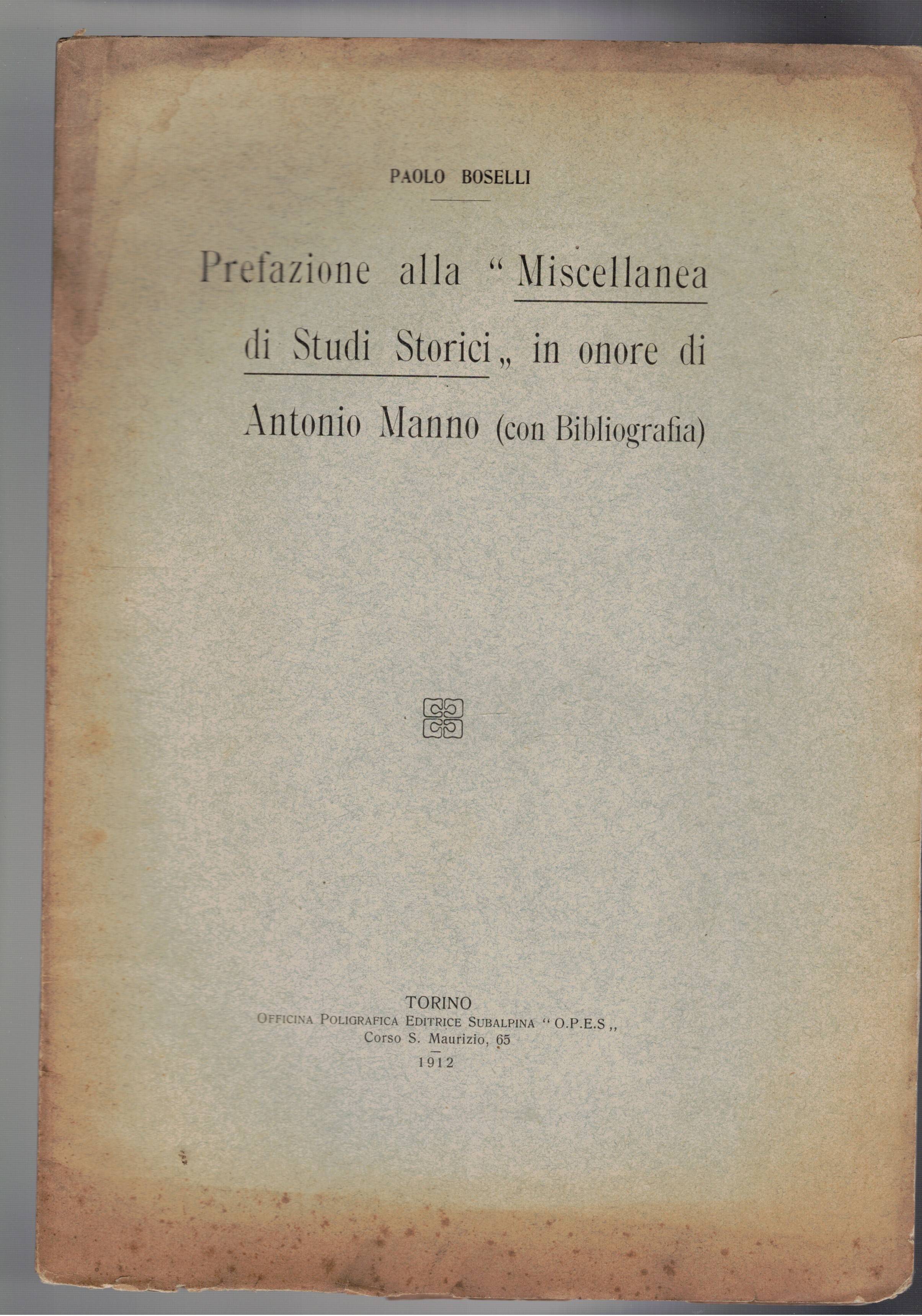 Prefazione alla "Miscellanea di studi storici" in onore di Antonio …