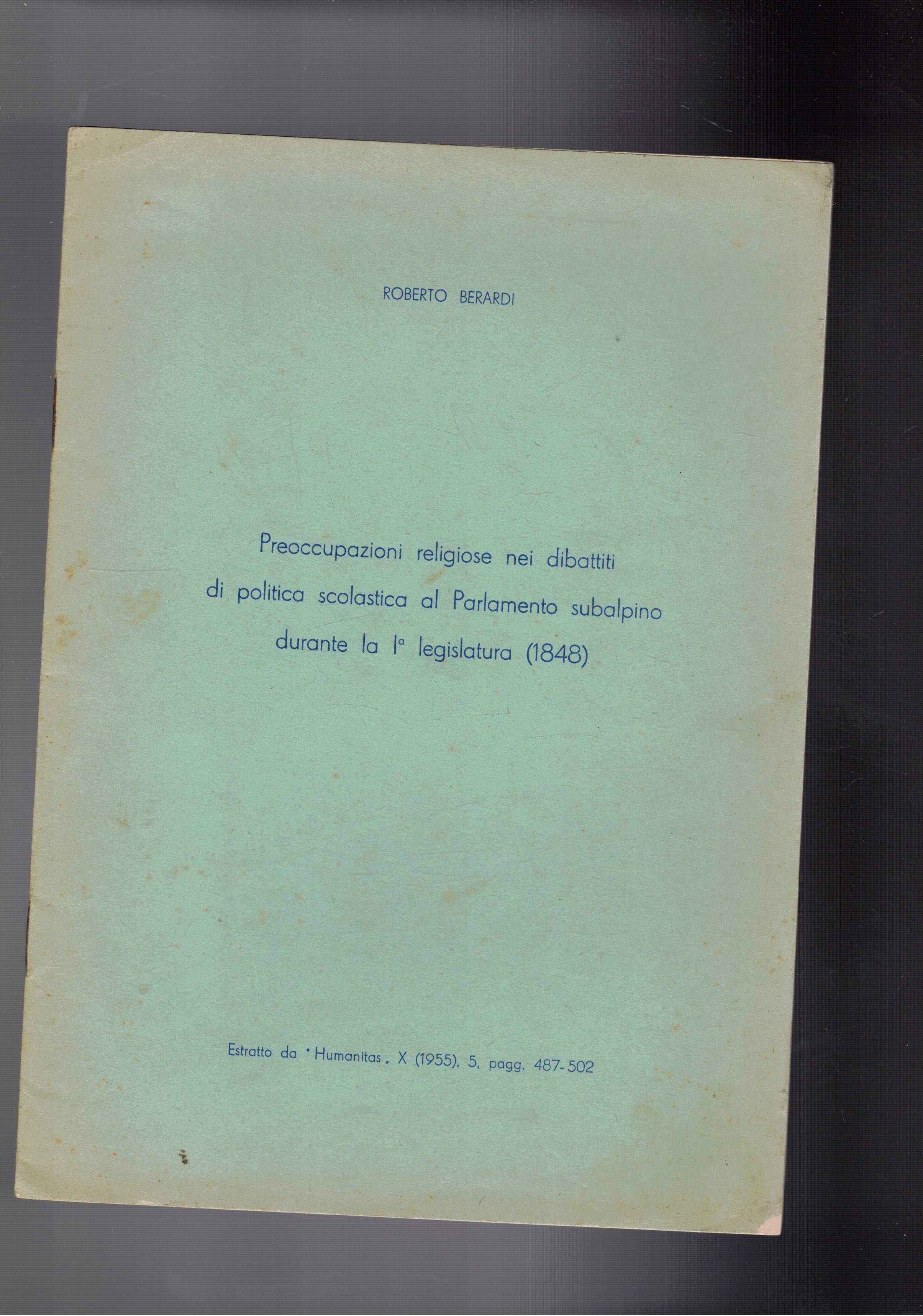 Preoccupazioni religiose nei dibattiti di politica scolastica al Parlamento subalpino …