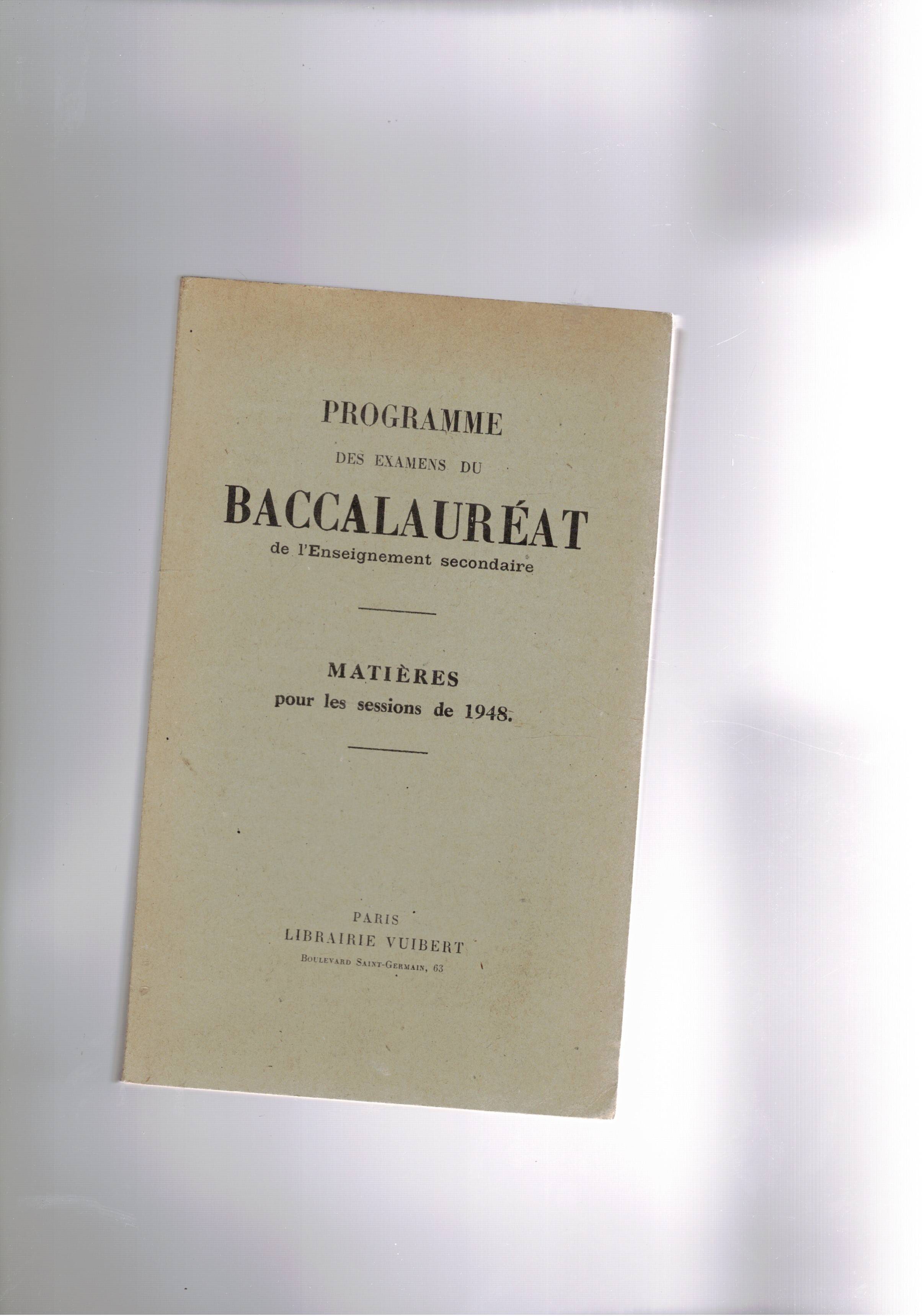 Programme des exames du Baccalaureat de L'Enseignement secondaire. Matiers pour …