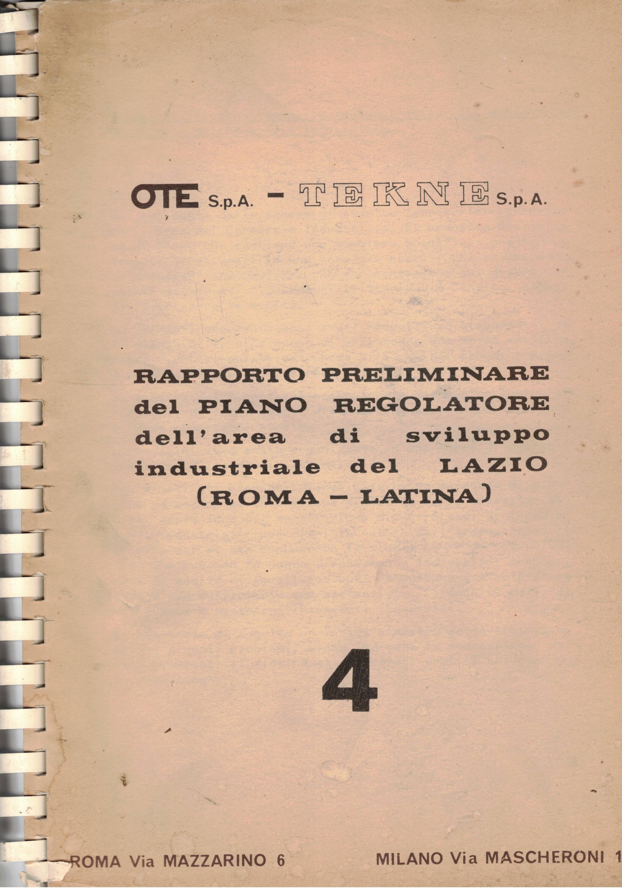 Rapporto preliminare del piano regolatore dell'area di sviluppo del Lazio …