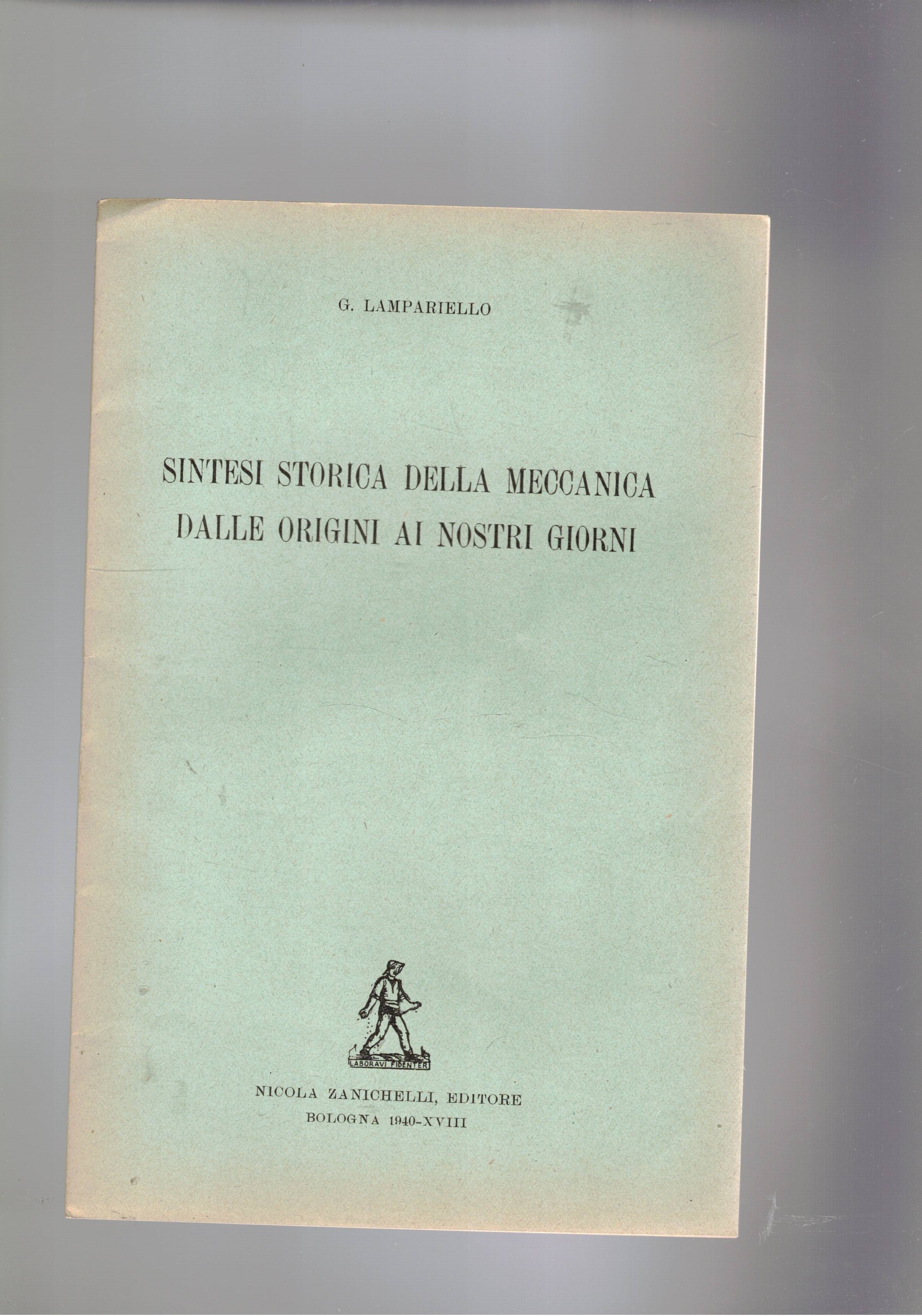 Sintesi storica della meccanica dalle origini ai nostri giorni. Estratto.