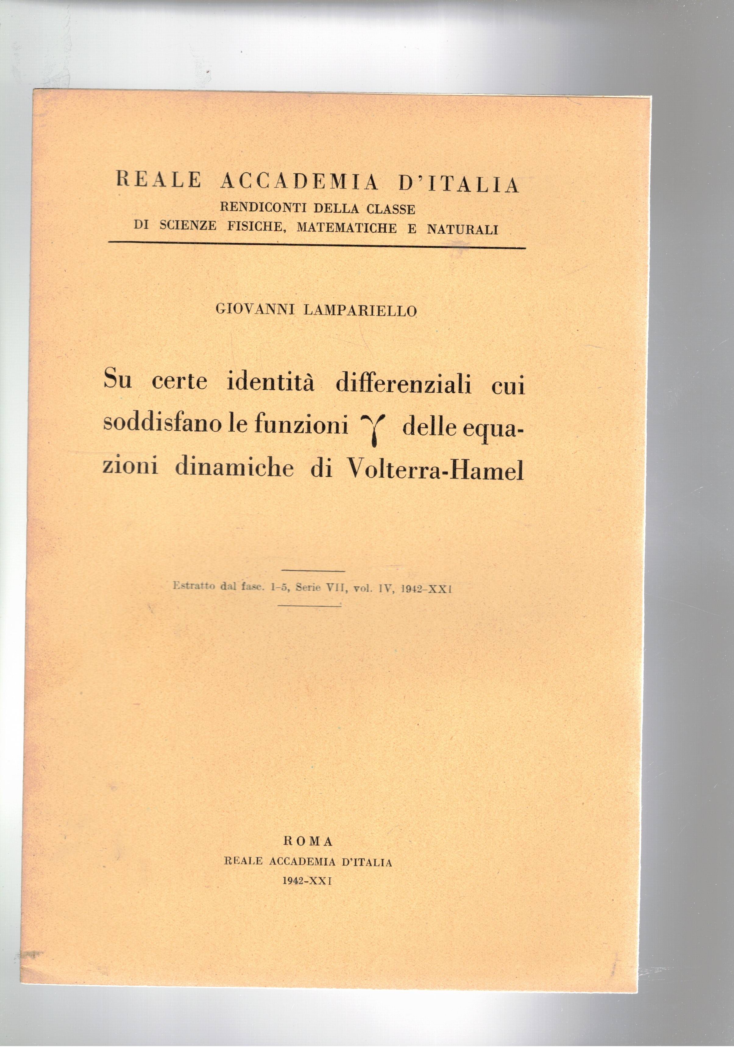 Su certe identità differenziali cui soddisfano le funzioni y delle …