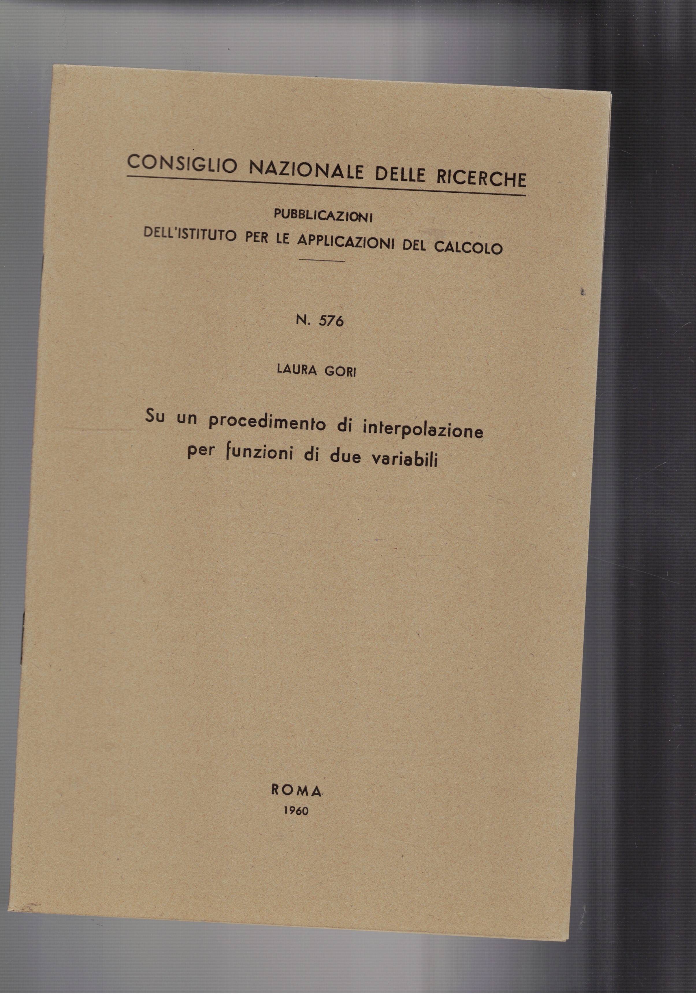 Su un procedimento di interpolazione per funzioni di due variabili. …
