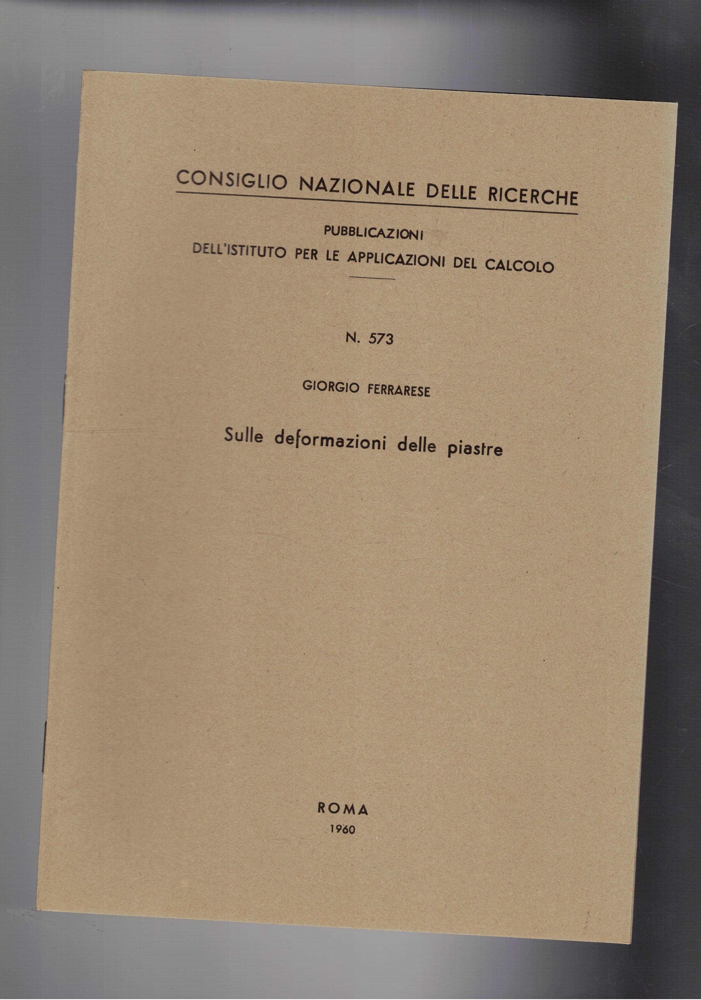 Sulle deformazioni delle piastre. Estratto.