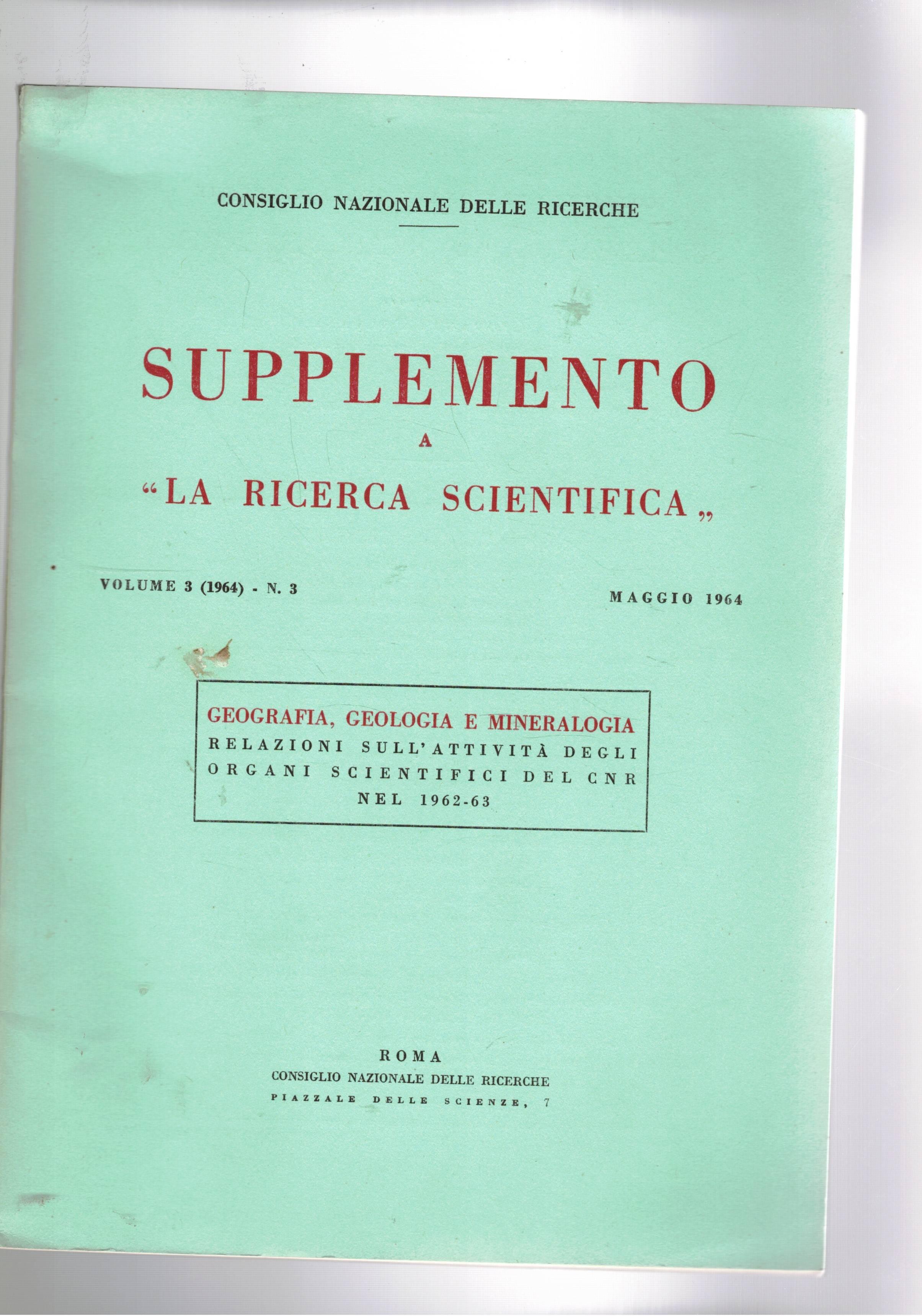 Supplemento a la ricerca scientifica vol. 3 n. 3. Geografia …