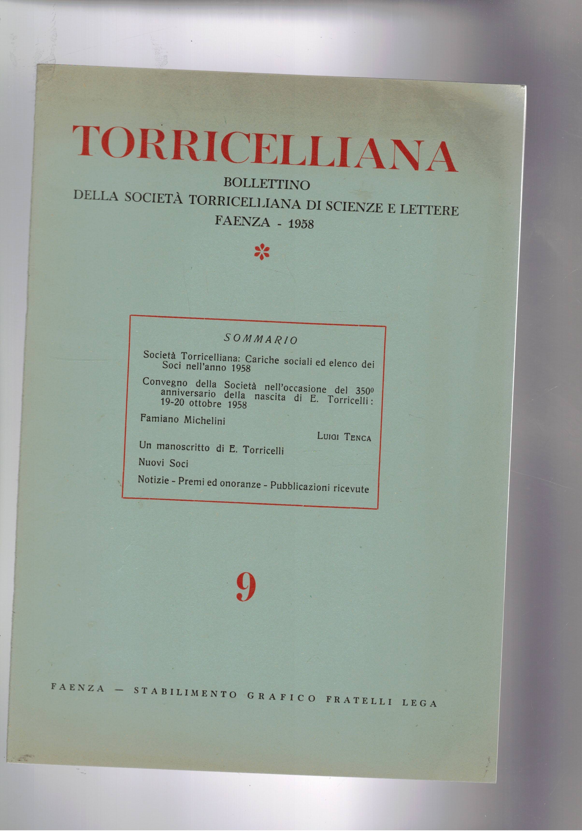 Torricelliana bollettino della società di Faenza n° 9. Convegno della …