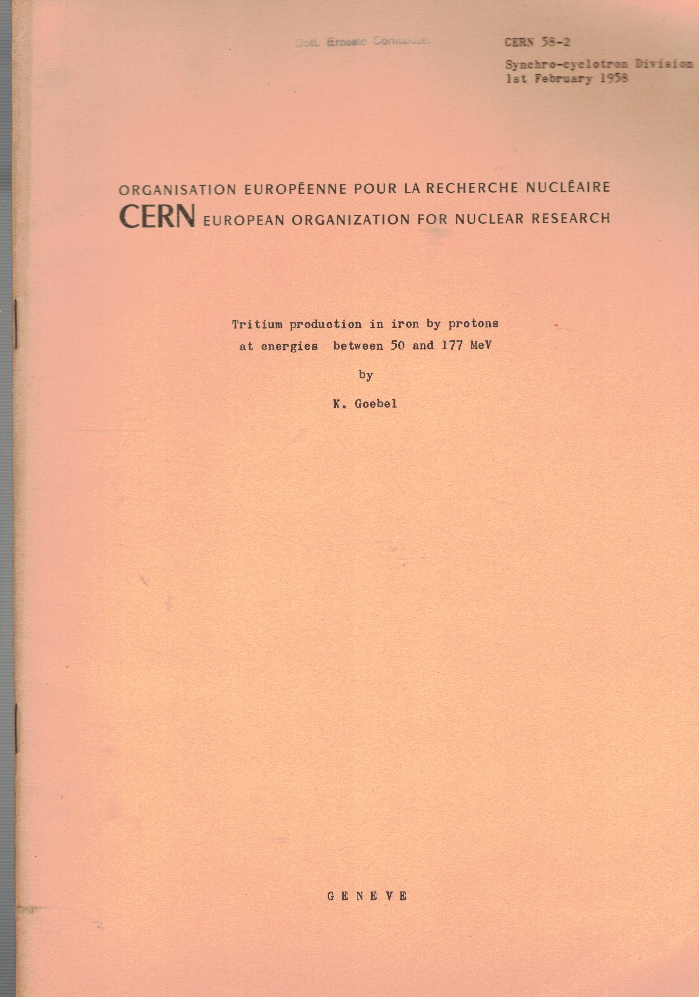 Tritium production in iron by protons at energies between 50 …