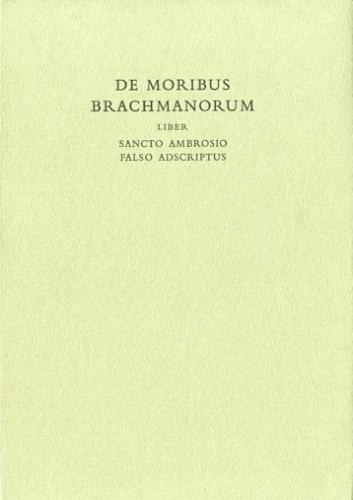 De Moribus Brachmanorum.