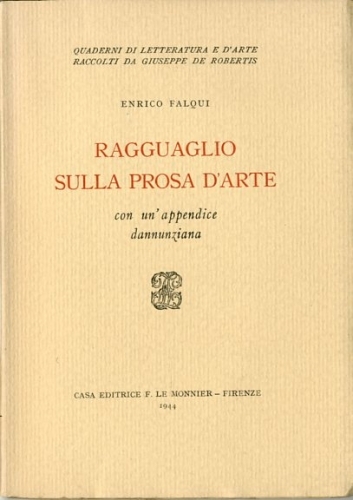 Ragguaglio sulla prosa d'arte. con un'appendice dannunziana