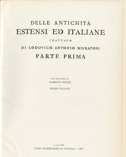 Delle antichita' estensi ed italiane.