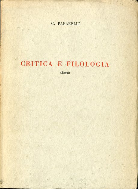 Critica e filologia.