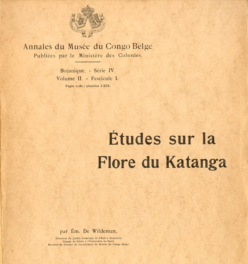 Etudes sur la Flore du Katanga - Annales du Musee …