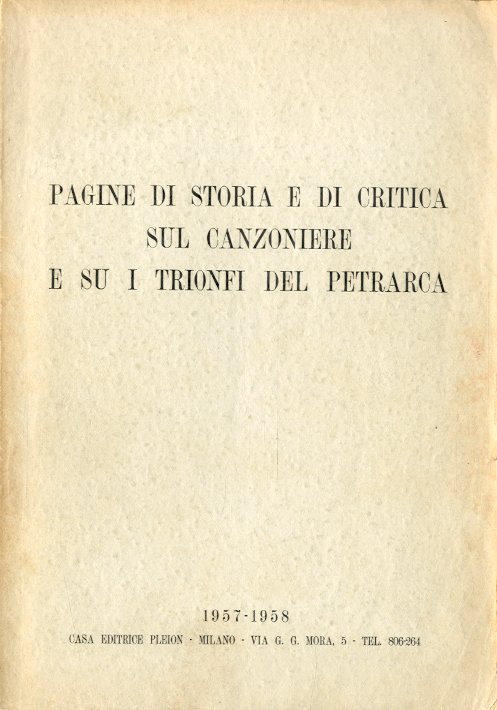 Pagine di storia e di critica sul Canzoniere e su …