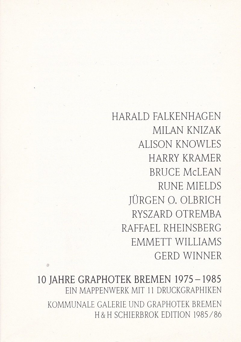 10 Jahre Graphotek Bremen 1975-1985.
