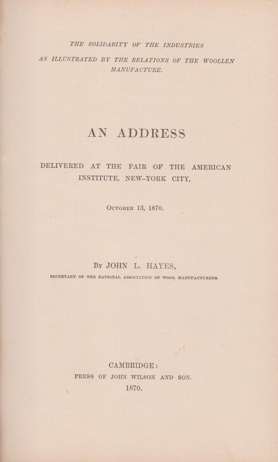 An Adress delivered at the fair of the American Institute, …