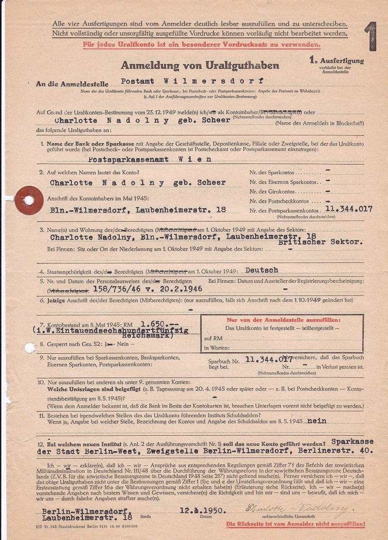 Anmeldung von Uraltguthaben.