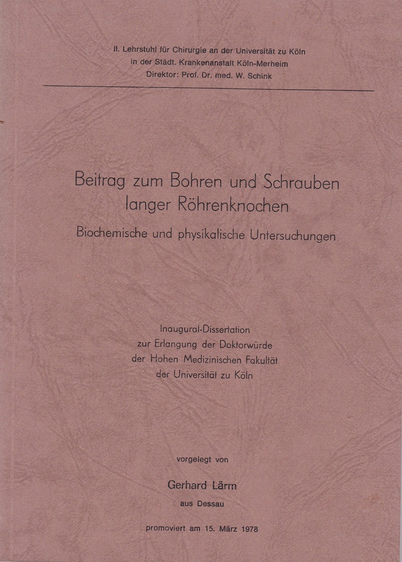 Beitrag zum Bohren und Schrauben langer Röhrenknochen.