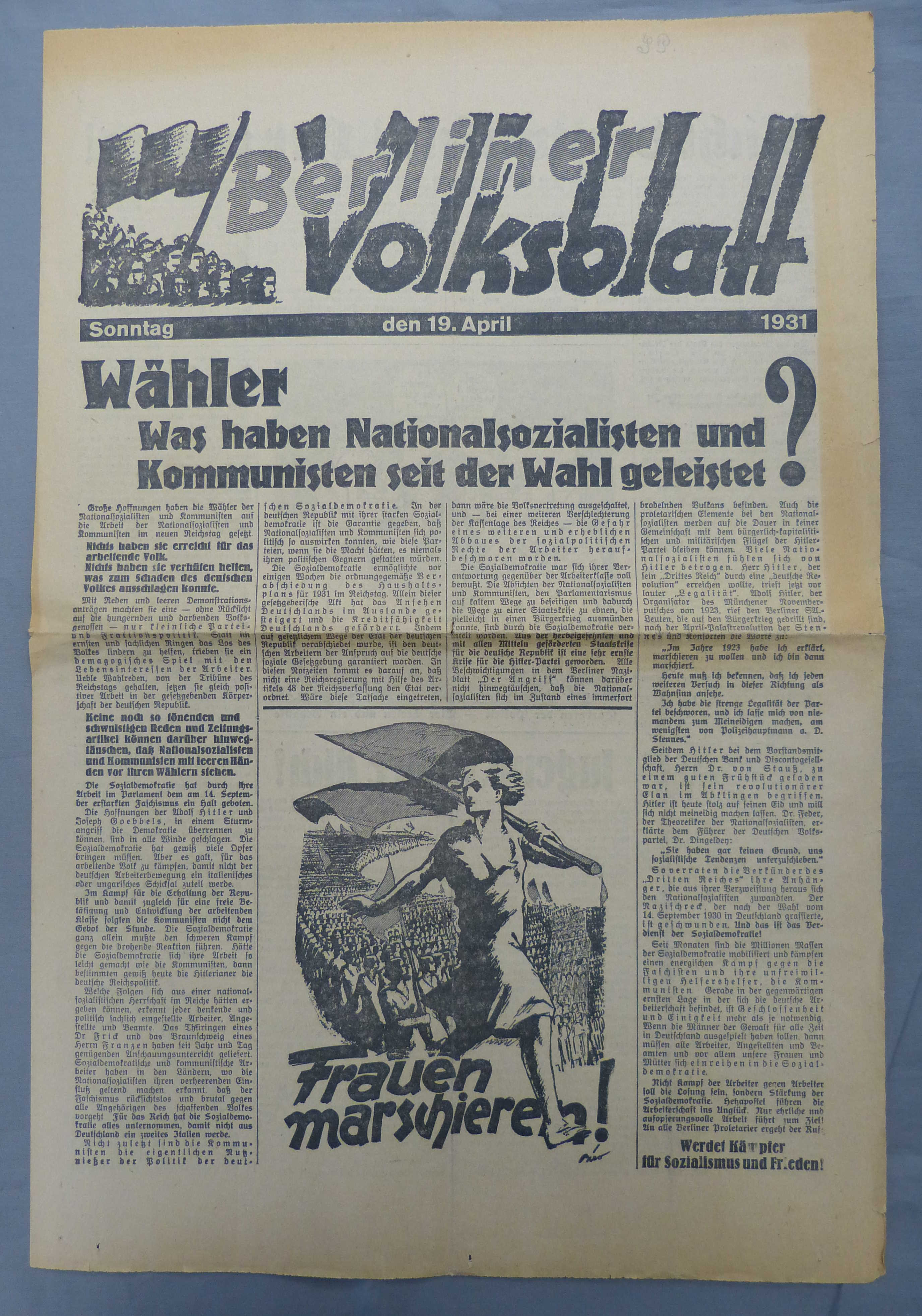 Berliner Volksblatt, 19. April 1931.