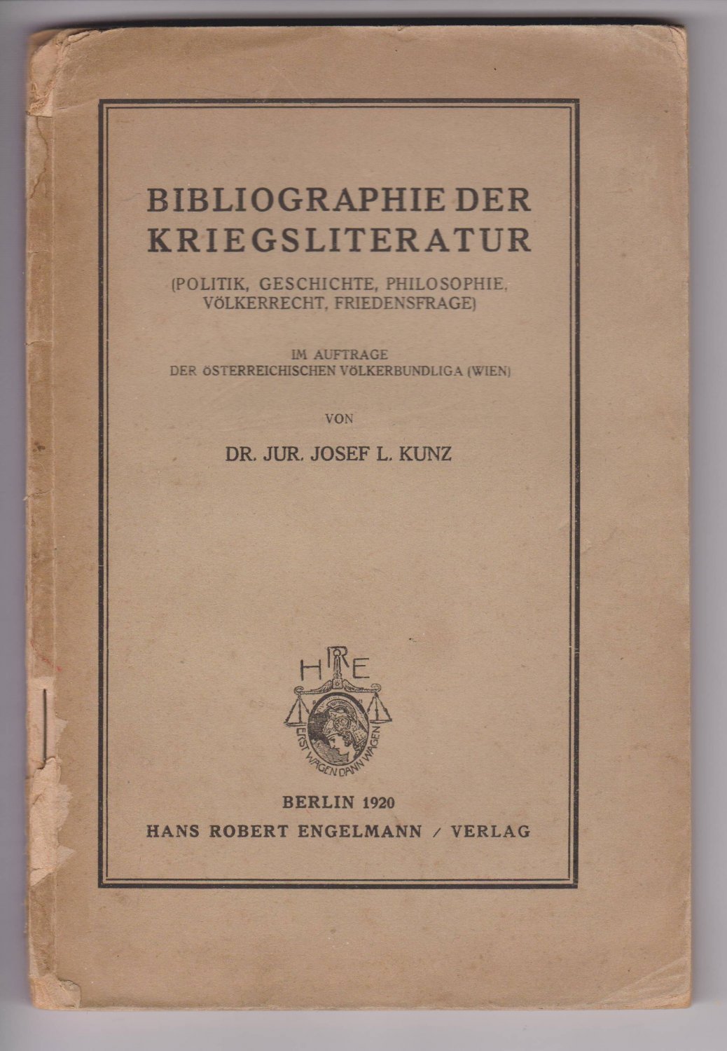 Bibliographie der Kriegsliteratur. (Originalausgabe!)