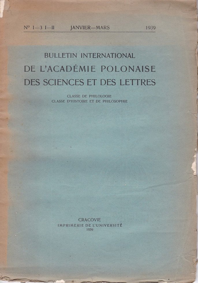 Bulletin International de l'Académie Polonaise des Sciences et des Lettres.